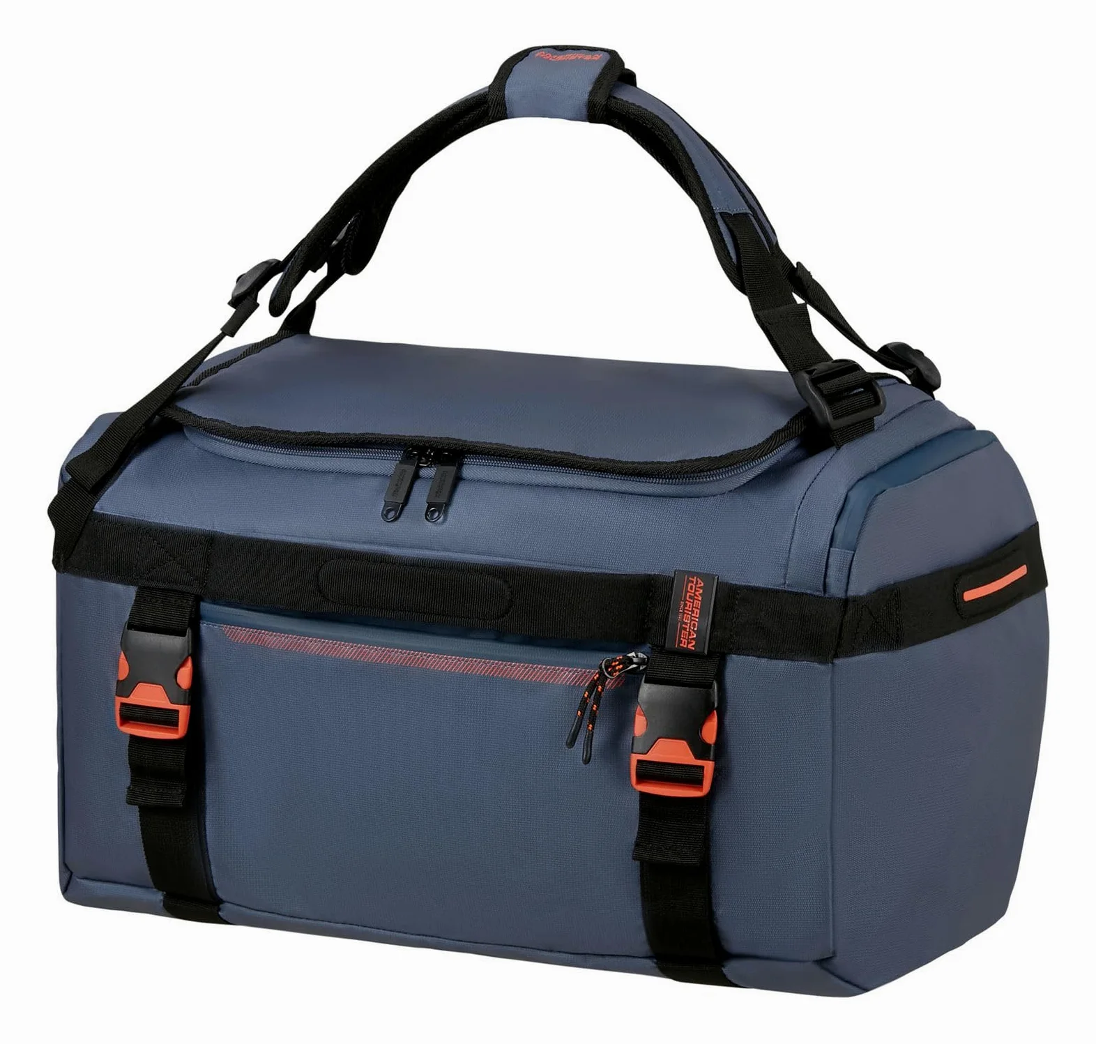 American Tourister Torba podróżna plecak Urban Track Duffle/Backpack Coated 60L granatowy/pomarańczowy niebieski