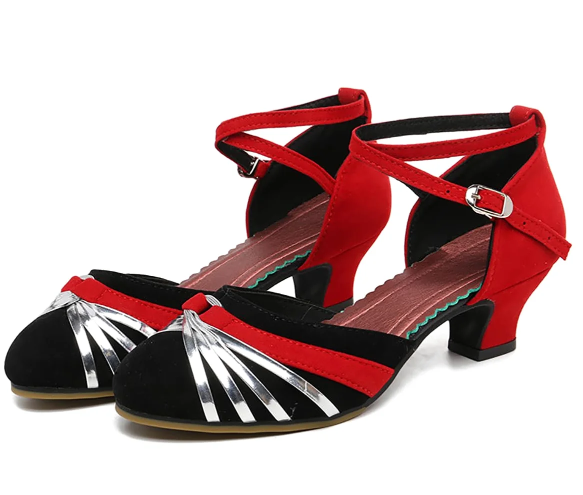 Damskie buty do tańca z zakrytymi palcami, aksamitny top, latynoska, salsa, tango, bal maturalny