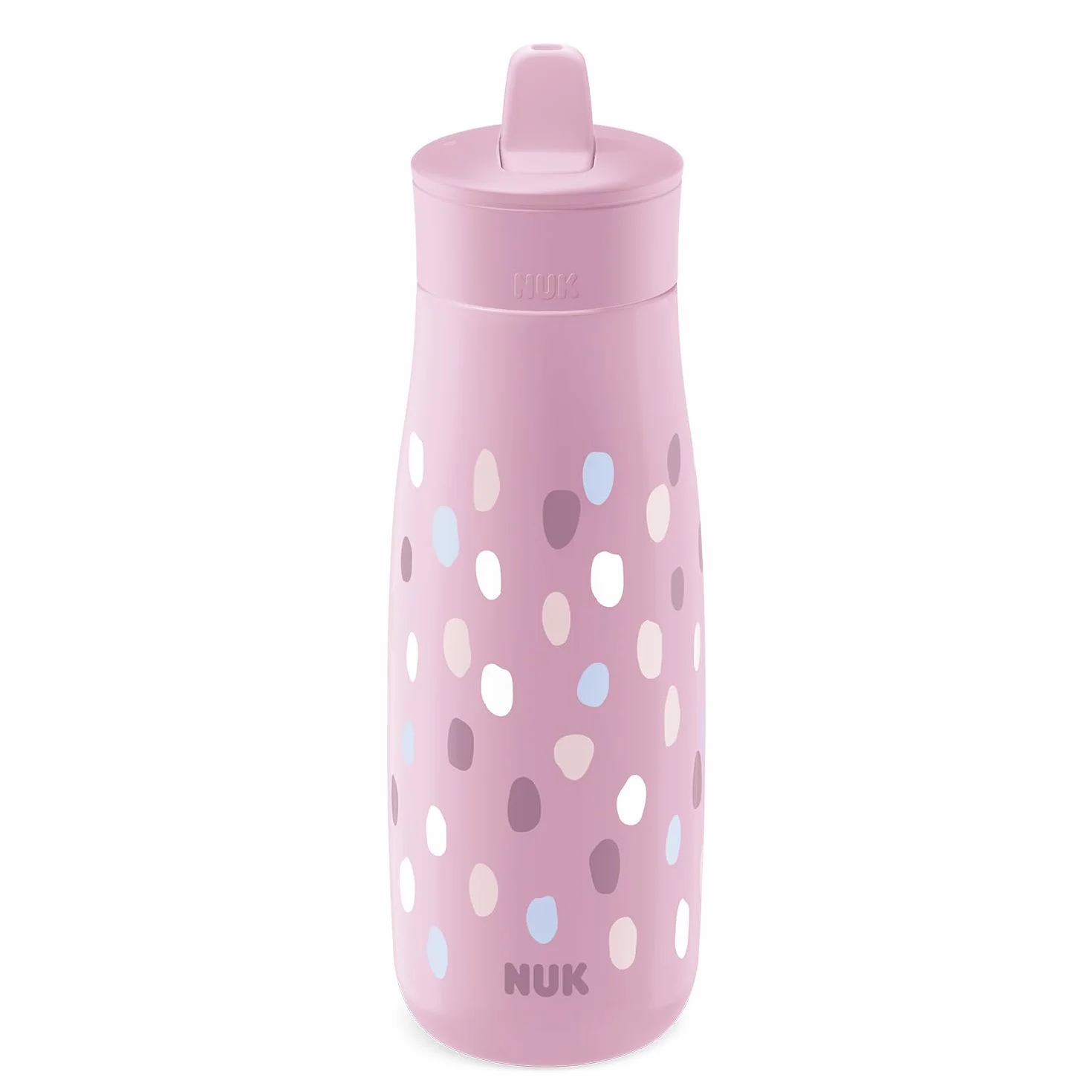 NUK Mini-Me Flip butelka do picia | z niegryzalną nasadką do picia 2 w 1 | zabezpieczona przed wyciekiem | 450 ml | od 12 miesięcy | bez BPA | 1 sztuka | kolor fioletowy