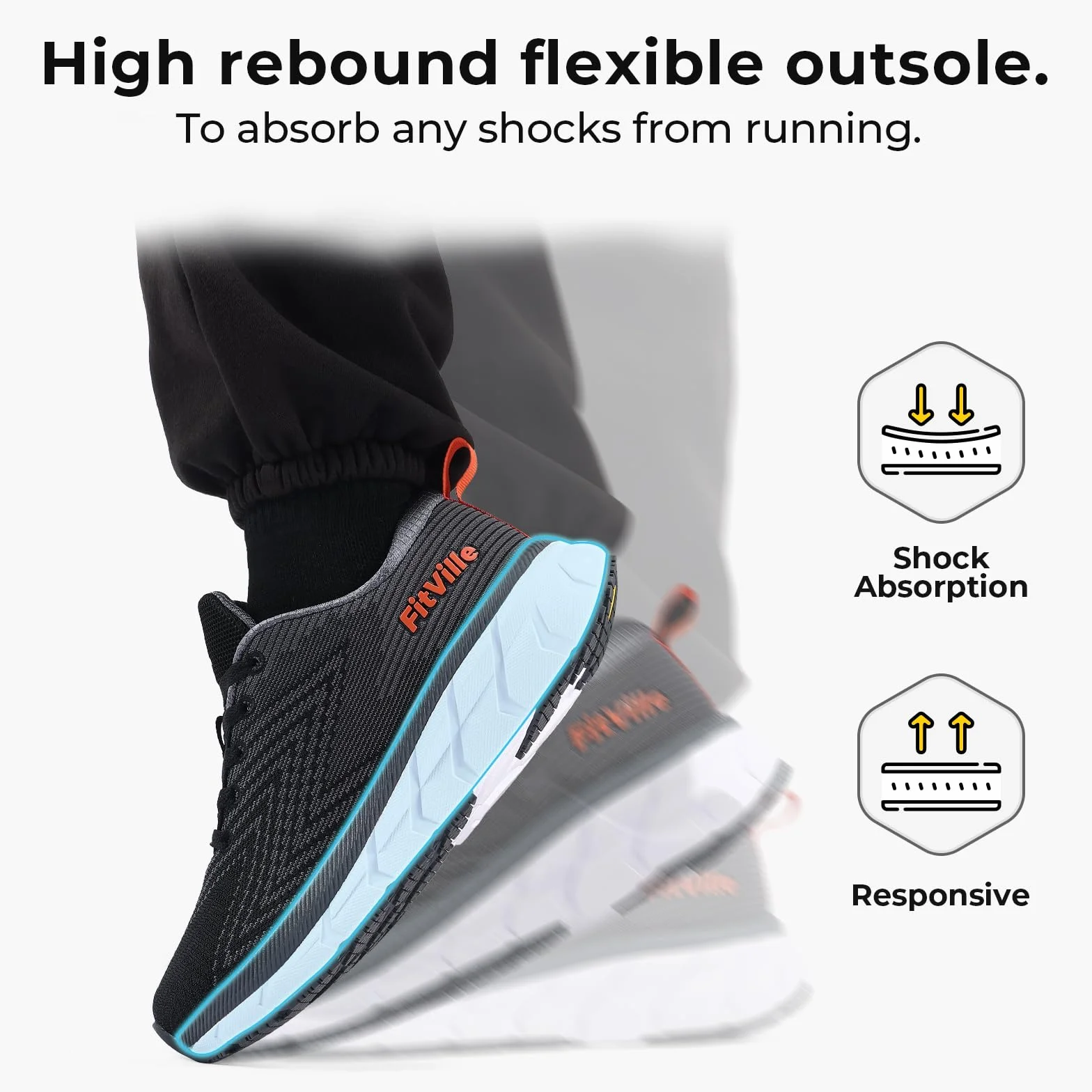 Fitville Extra Wide Buty Do Biegania Męskie Buty Do Biegania Amortyzowane Buty Sportowe Lekkie, Oddychające Trampki Tenisówki Fitness Buty Do Chodzenia V1