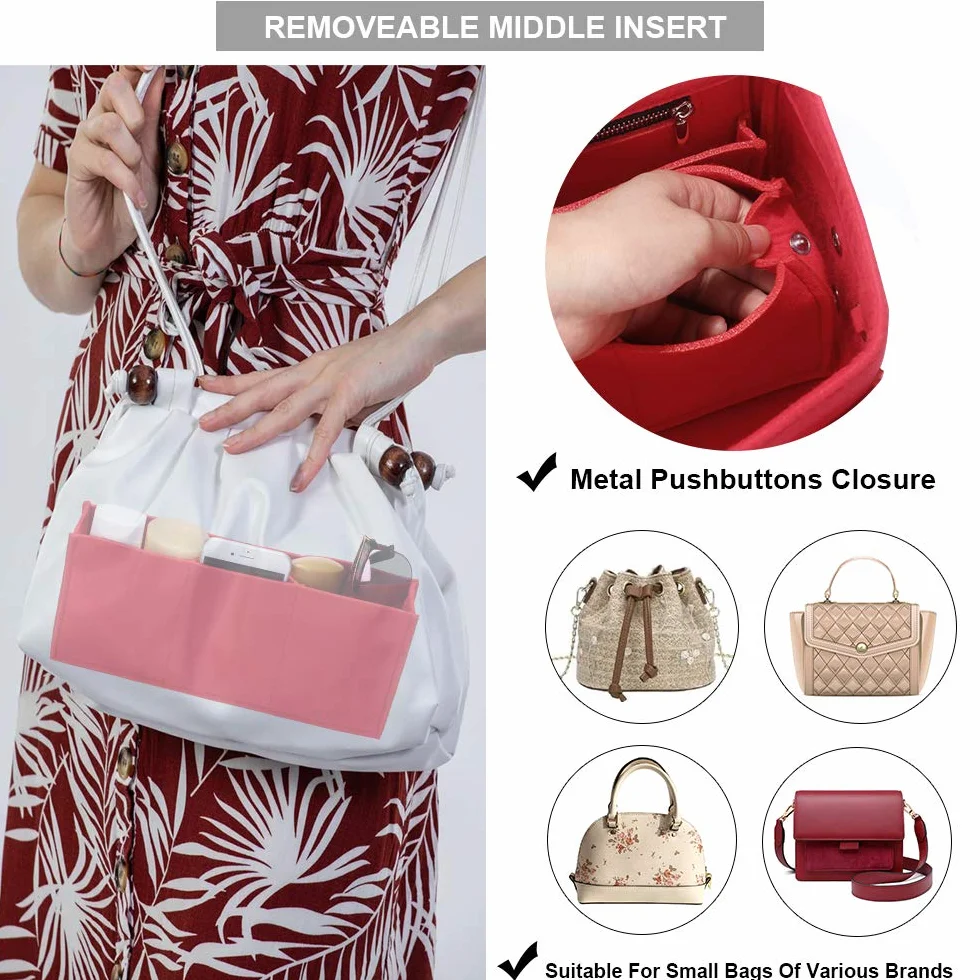 Organizer do torebki, dla kobiet, pasuje do torebki Speedy czy Neverfull, czerwony, l, piórnik