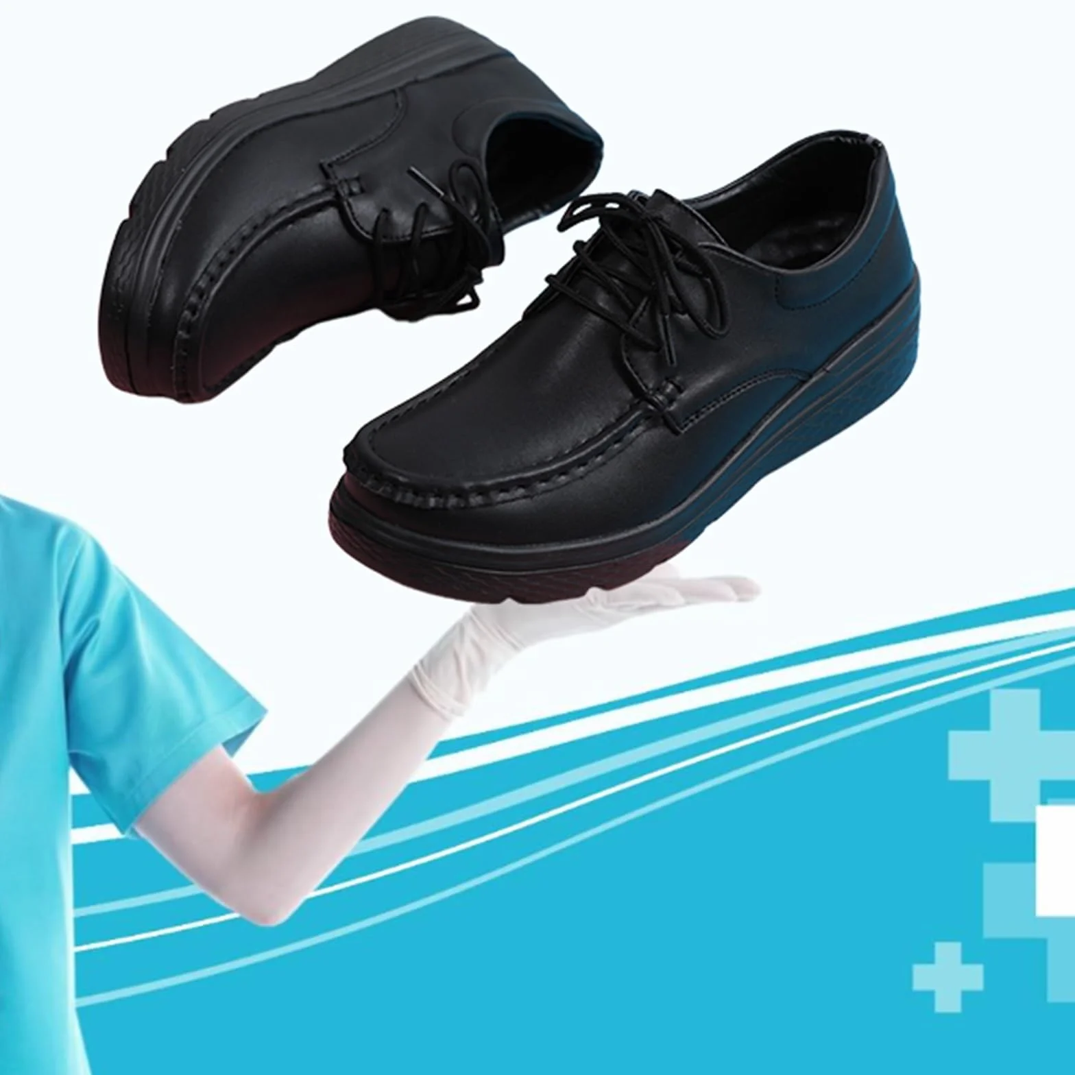 Damskie Buty Do Karmienia Piersią, Damskie, Antypoślizgowe, Sznurowane, Wygodne Skórzane Buty Robocze Do Karmienia, Odporne Na Poślizg, Sznurowane Buty Do Pracy W Restauracji