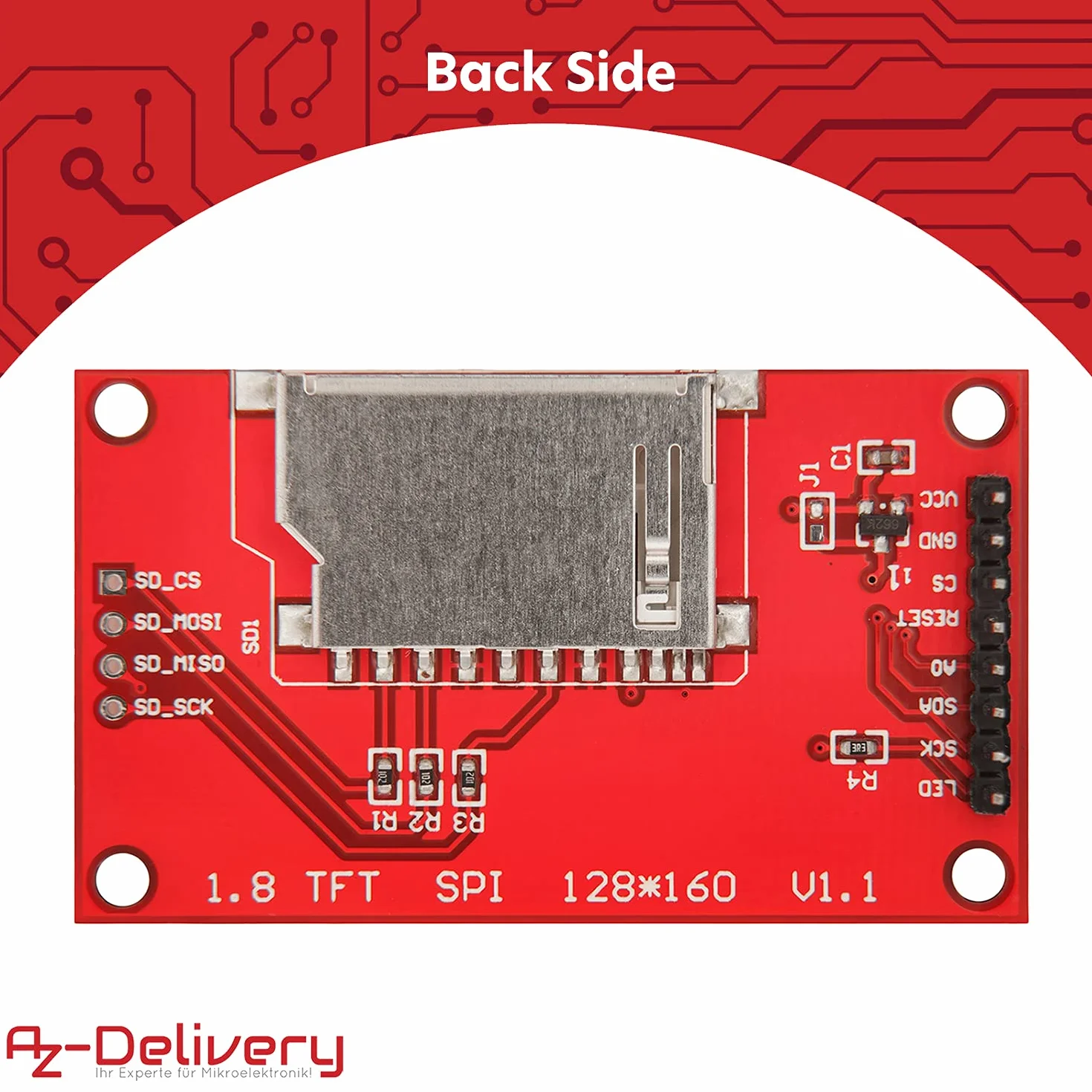 AZDelivery Wyświetlacz SPI TFT 1,8 cala z 128 x 160 ST7735 pikselami kompatybilny z Arduino i Raspberry Pi, w tym e-book!