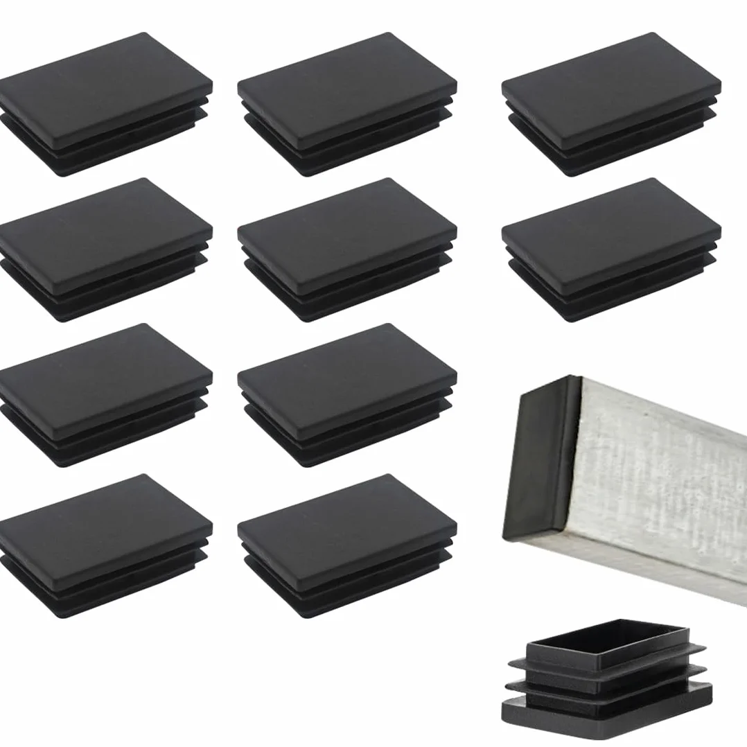 10 szt. zaślepek lamelowych 60 x 40 mm do rury czworokątnej, czworokątne zaślepki z tworzywa sztucznego PE, zatyczki do rur stalowych, rur ze stali nierdzewnej, rury aluminiowej i profilu