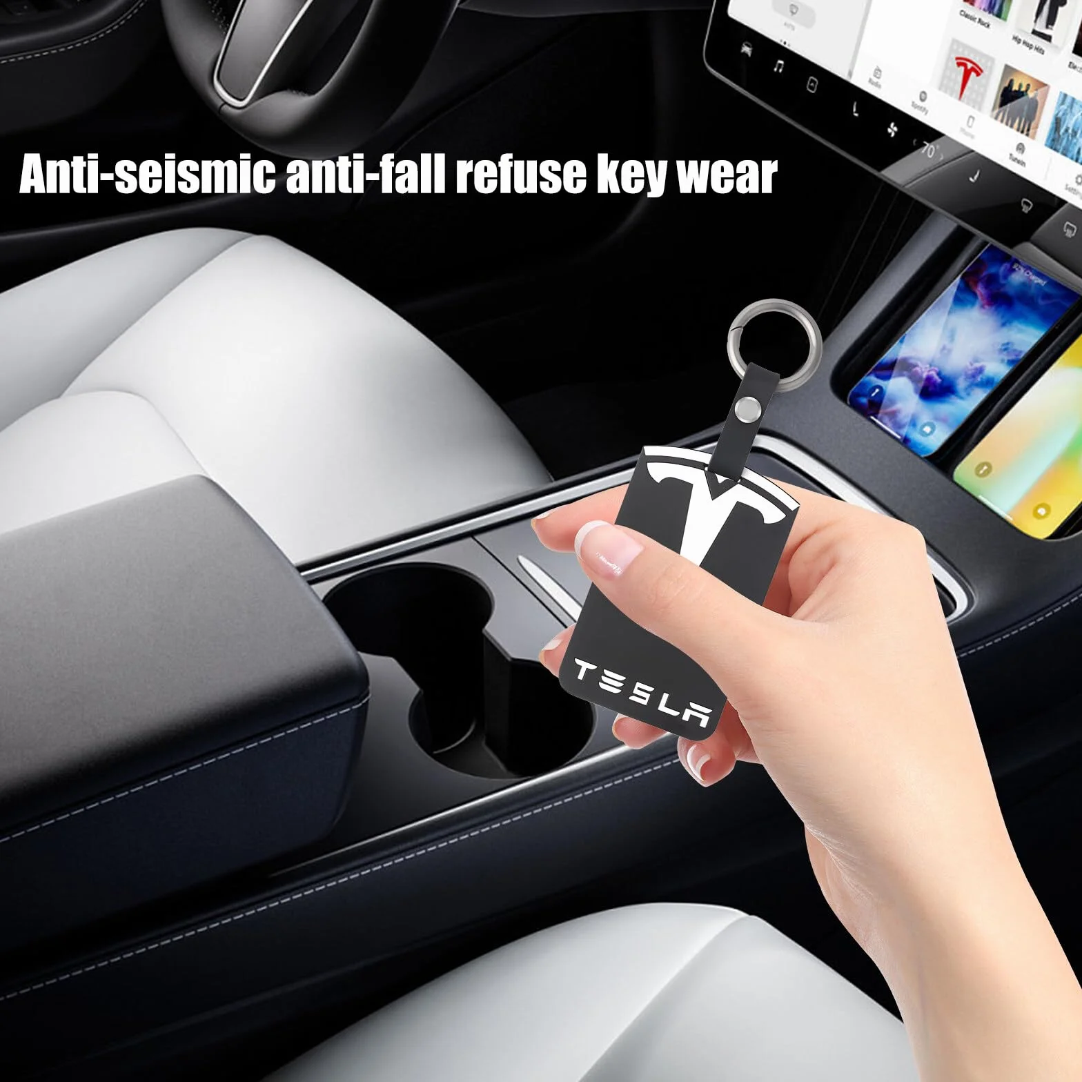 Aicharynic 2 sztuki uchwytów na karty do Tesla Model 3, model Y, silikonowy breloczek do kluczy, uchwyt na karty, akcesoria Tesla, kolor czarny, Tesla, uchwyt na karty, czarny, /