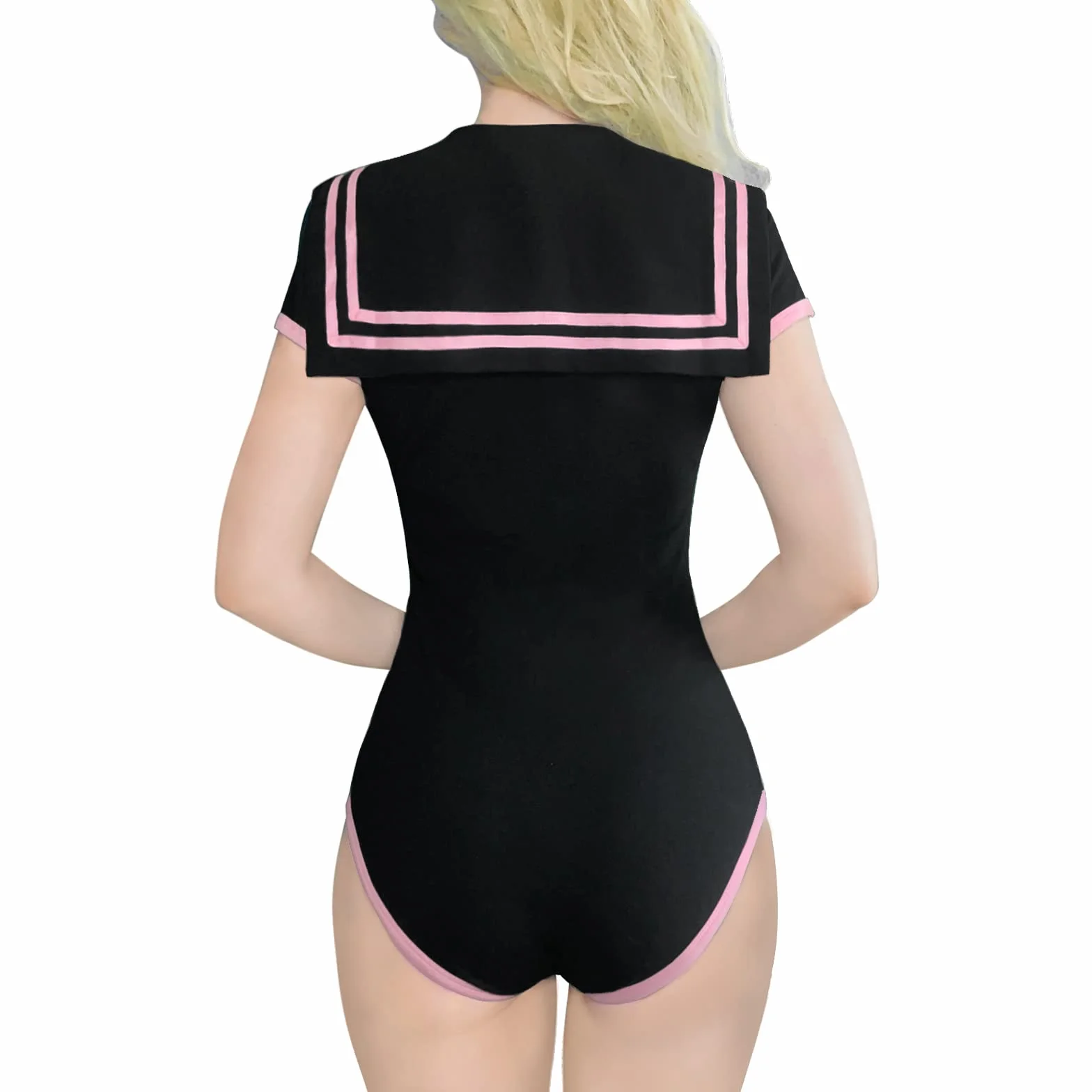 LittleForBig Bawełniany Romper Onesie Piżama Bodysuit - Klasyczny japoński komplet spódniczki dla dziewczynek pełna czerń M