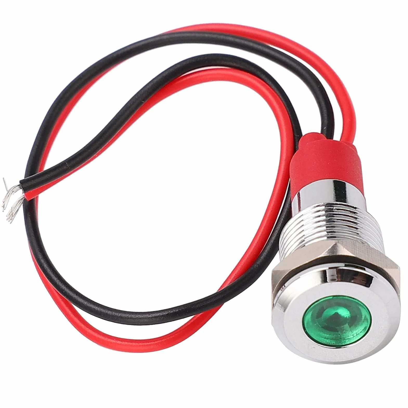 Metalowa Lampka Kontrolna LED Metalowa Lampka Kontrolna LED 10 Mm 220 V, Wodoodporna Zasilanie Mały Przewodowy Mosiądz Niklowany Pyłoszczelna Lampka Sygnalizacyjna 10 Mm Zielony (220 V)