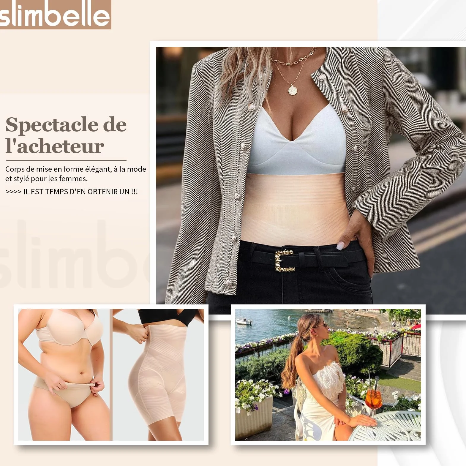 SLIMBELLE Damskie majtki push-up pośladki, wyściełane, majtki gorsetowe, bielizna hip enhancer, bezszwowa bielizna modelująca sylwetkę