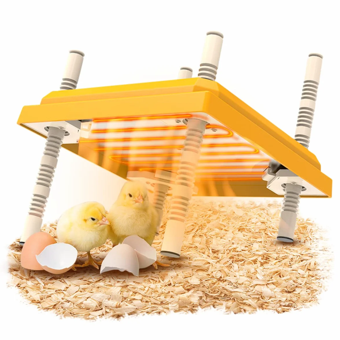 Chick Brooder Kit płyta grzewcza 40 x 30 cm, regulowana wysokość/temperatura, lampa grzewcza, maks. temperatura grzewcza 55℃/131°F, odpowiednia dla 15 piskląt (kolor europejski miernik kolorowy)