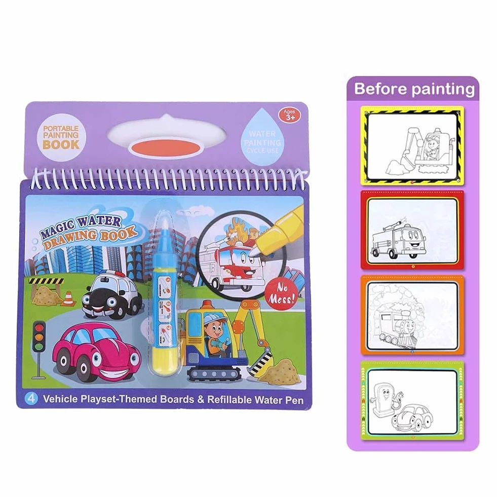Water Coloring Book Doodle Magical Portable Drawing Book Edukacyjna Wczesna Edukacja Dziecięca Zabawa (Pojazd)