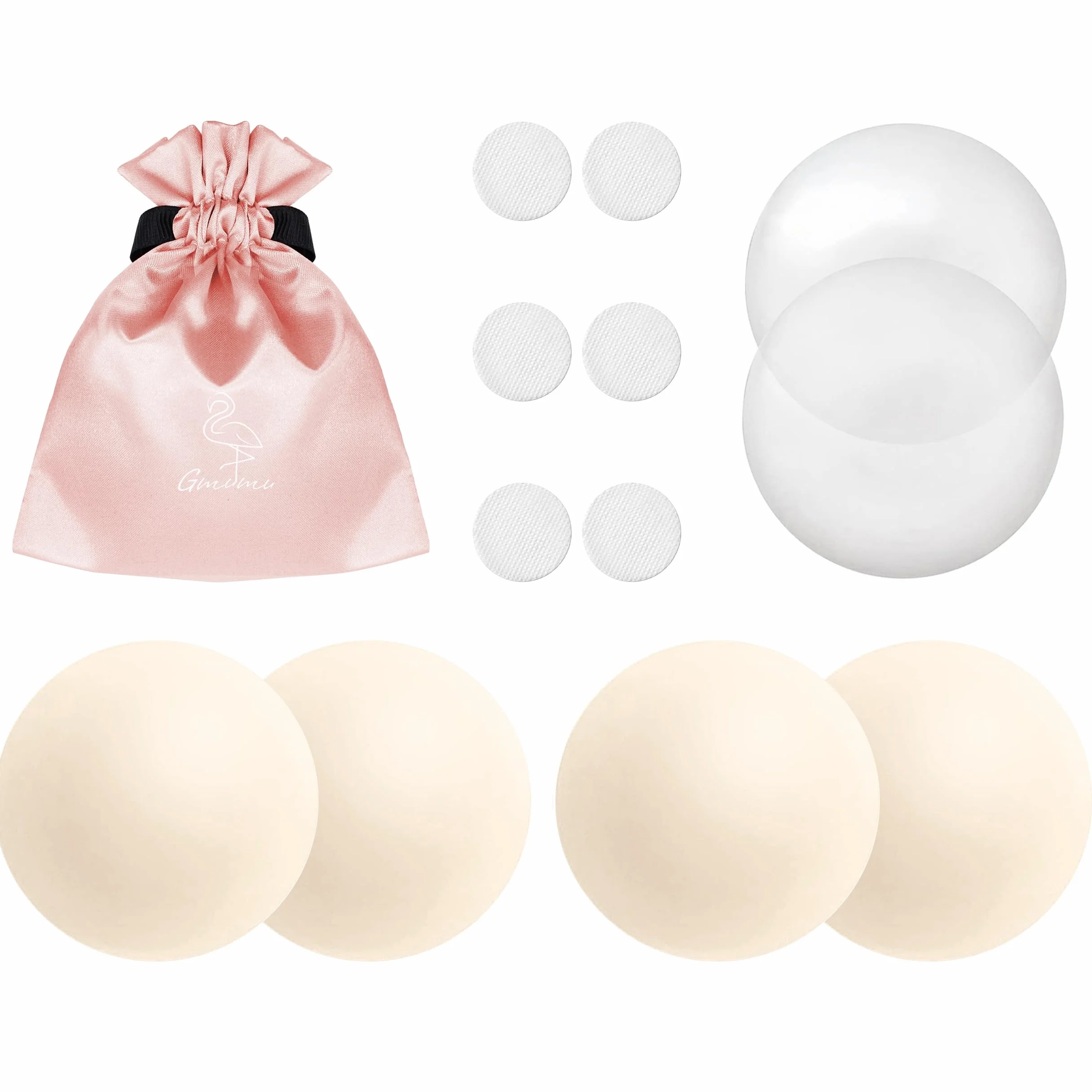 Gmumu® Ultra cienkie damskie nakładki na sutki, wielokrotnego użytku, samoprzylepne, z silikonu, 8 cm, biały, 8cm