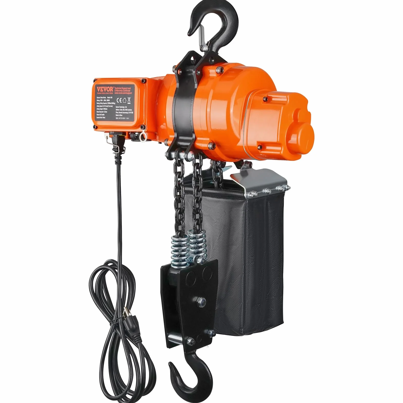 VEVOR Elektryczny wciągnik łańcuchowy, nośność 998 kg, wysokość podnoszenia 3 m, jednofazowy żuraw mostowy 230 V z łańcuchem, pilot zdalnego sterowania do garażu, magazynu, hotelu, warsztatu, użytku