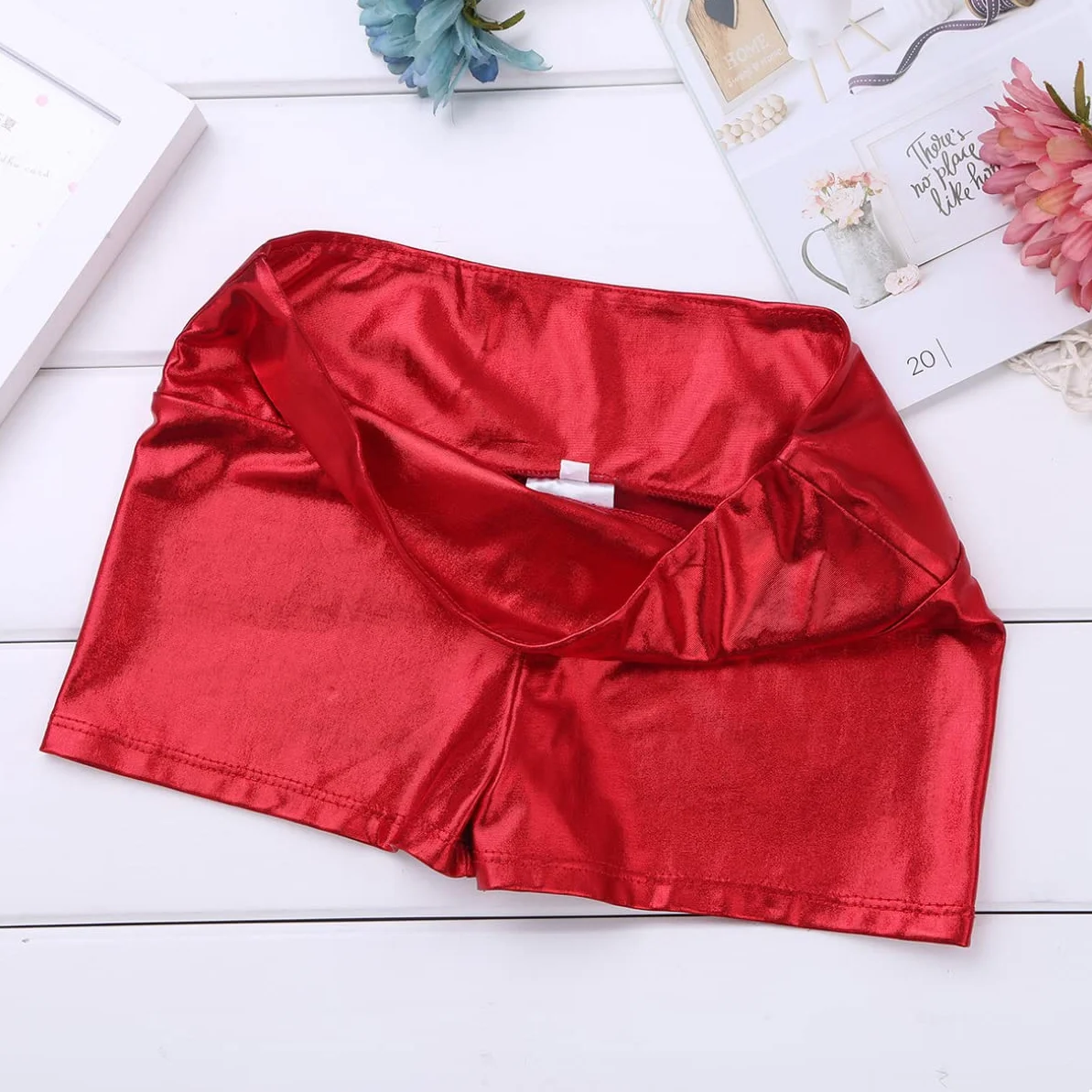 Agoky Dziewczęce metaliczne krótkie spodenki Stretch Slim Fit Hot Pants Gimnastyka Turn Sport bokserki