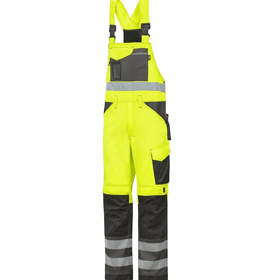 Snickers Workwear 0113 High-Vis spodnie ogrodniczki żółte rozm. 152, żółty sygnałowy-antracyt