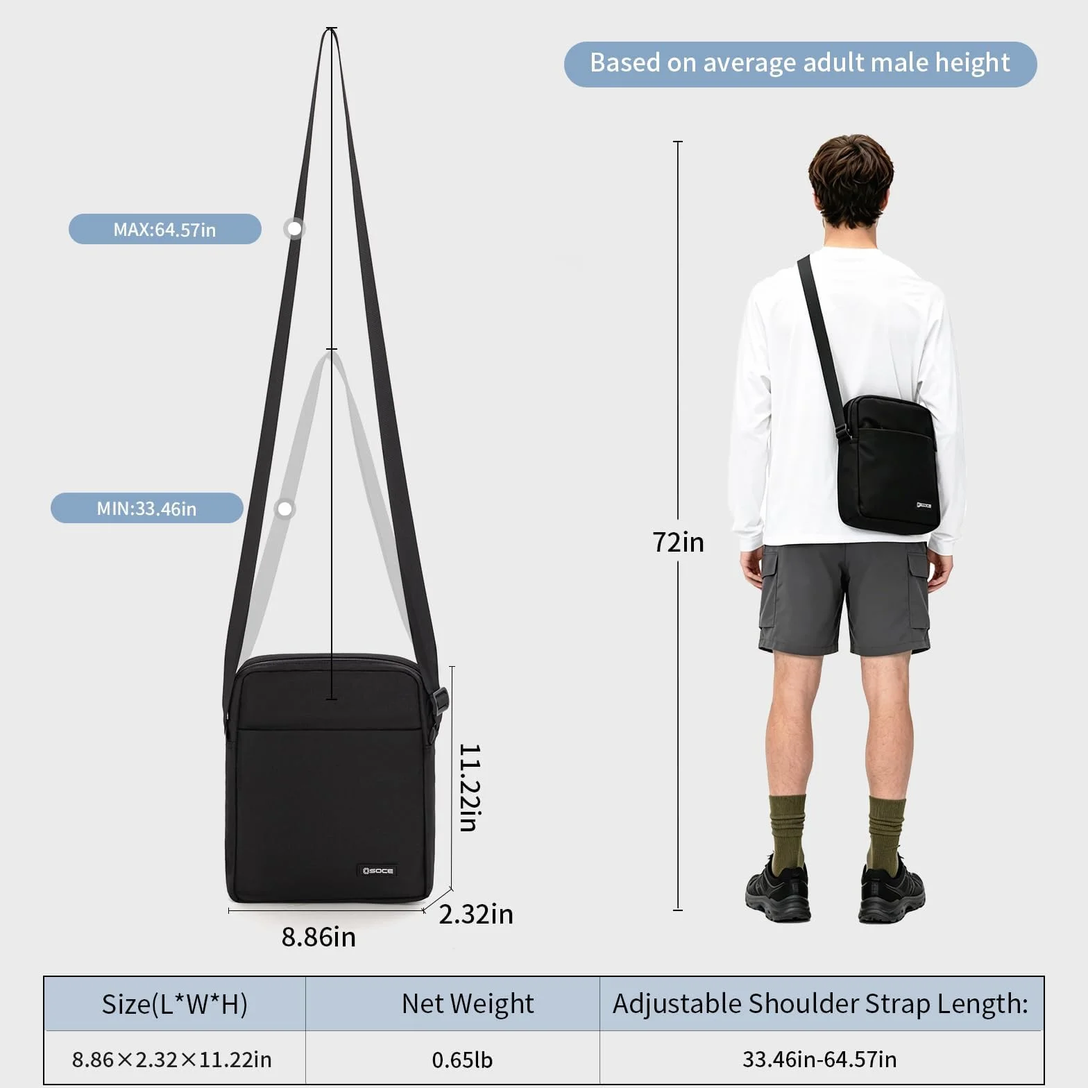 OSOCE Męska torba na ramię kurierska podróżna biznesowa wodoodporna crossbody