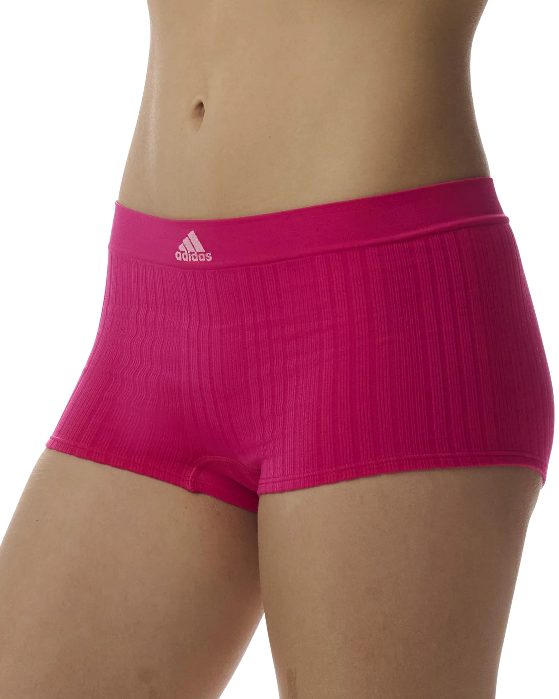 adidas Damskie krótkie majtki chłopięce (6 sztuk), Prawdziwy magenta prążkowany/czarny/brzoskwiniowy bat/świadomy różowy żebrowany/szary wrzosowy/fioletowy cień, XL