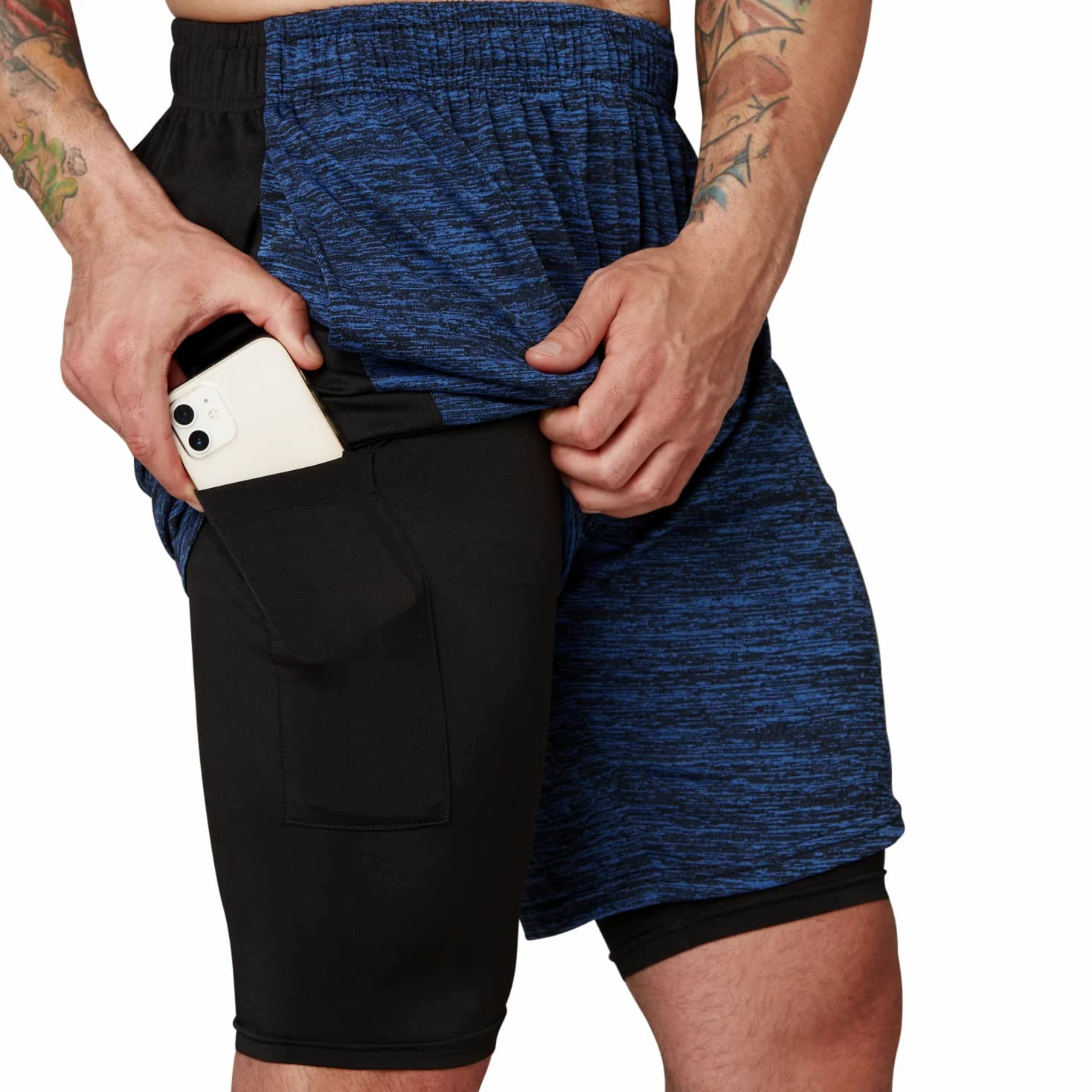 Ultra Performance 3-pak męskie spodenki sportowe 2 w 1 do biegania 18 cm wewnętrzny szew trening siłownia spodenki kompresyjne dla mężczyzn