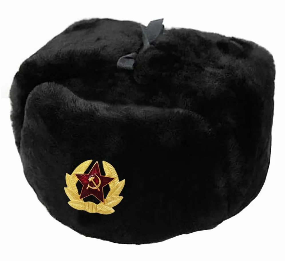 RUSSIAN SKLEP Czarny Colbacco Wełna w Wydziale Armii Rosyjskiej Oryginalny Radziecki Ushanka. (60), Czarny