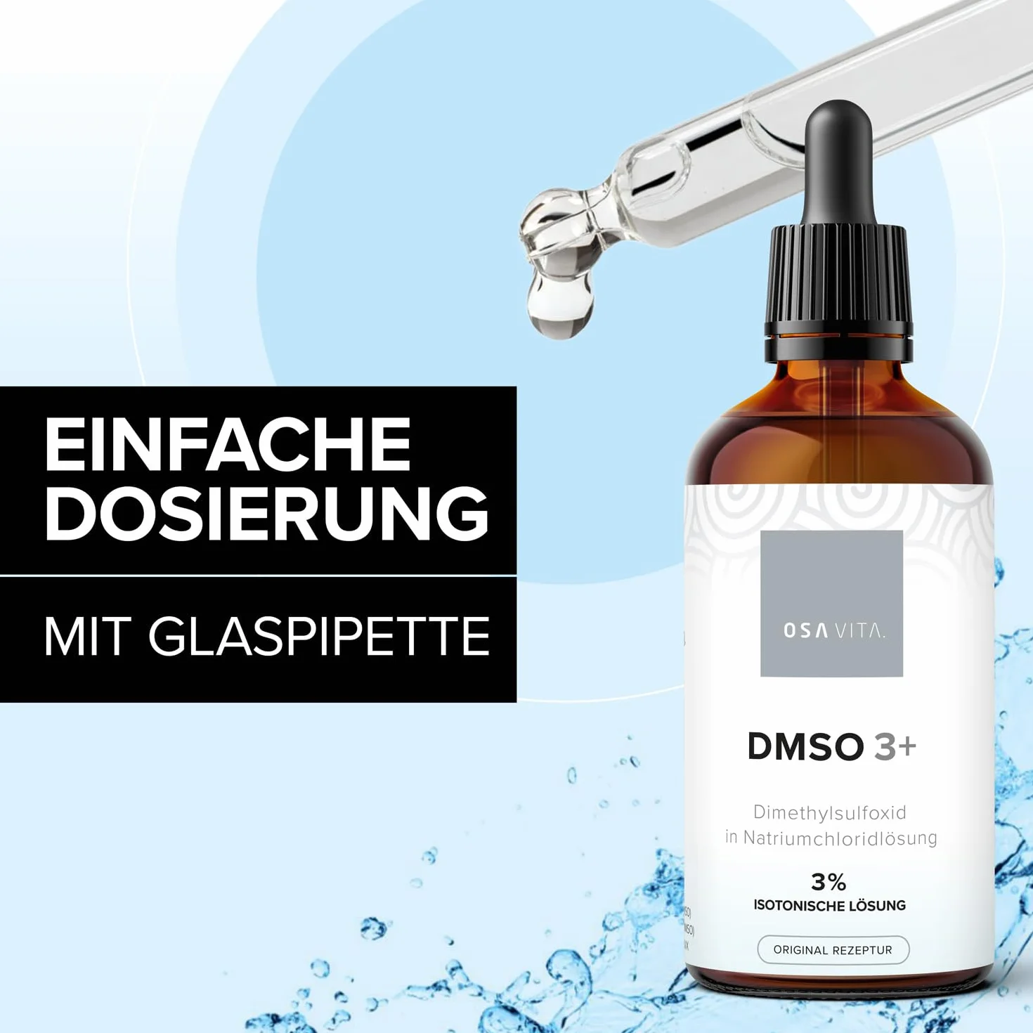 DMSO 3+ I Roztwór izotoniczny DMSO 3% I Roztwór dimetylosulfotlenku, 99,9% czystości Ph. Eur. I 100 ml z pipetą I Wyprodukowane w Niemczech przez OSAVITA