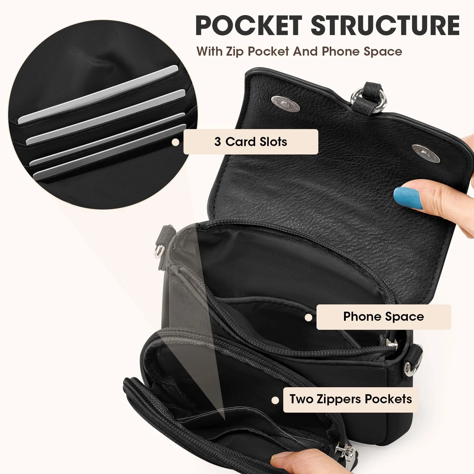 Rainsmore damska torba na ramię PU skóra wodoodporna crossbody z regulowanym paskiem