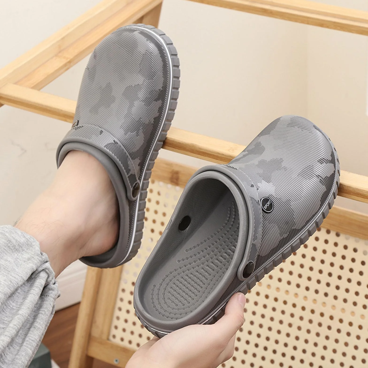 SECHRITE Męskie chodaki ogrodowe, chodaki, gumowe, męskie, buty robocze, pantofle, lekkie gumowe buty do kuchni, szpitala