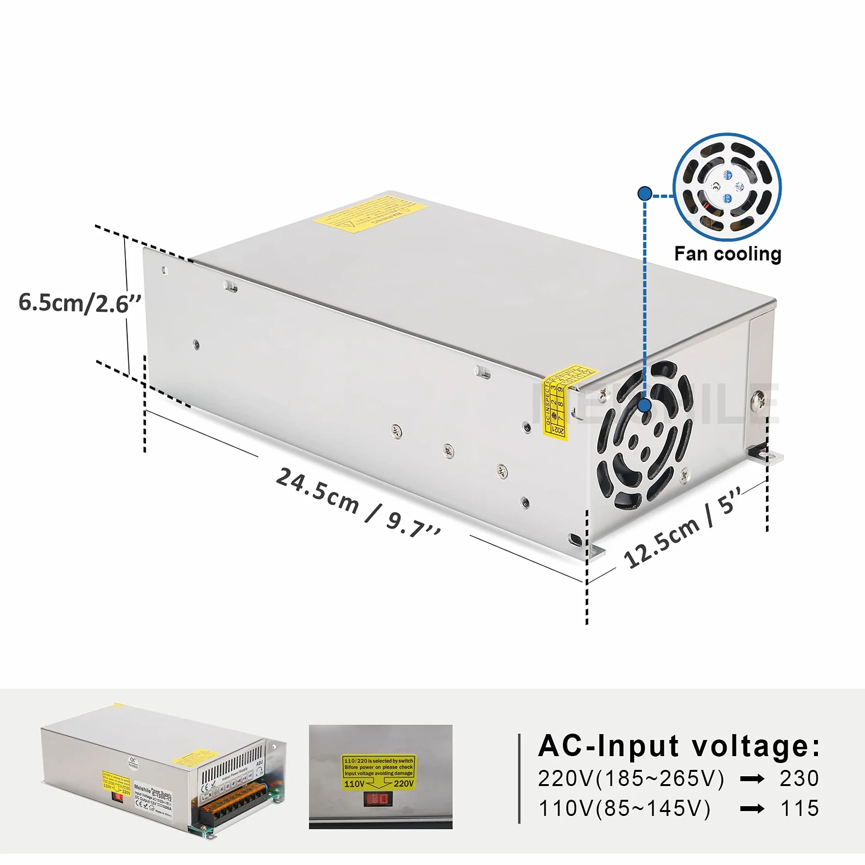 DC 12V 100A 1200W LED do jazdy zasilacz sieciowy sieciowy przemysłowy transformator zasilania 110/220V AC do DC 12V 1200W zasilanie