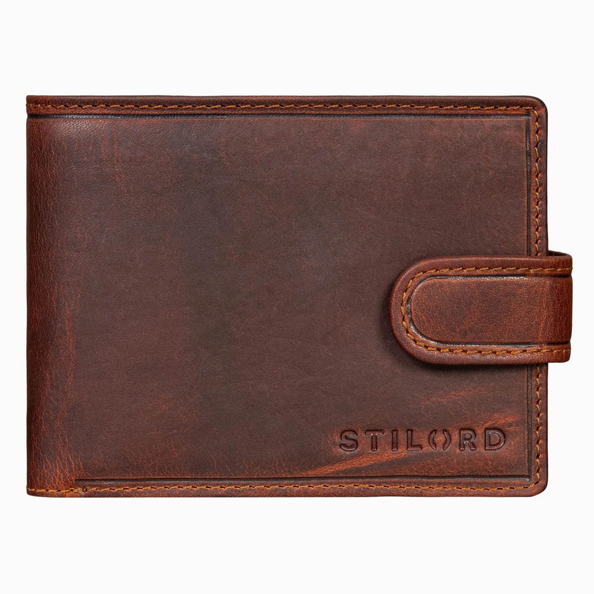STILORD "Larry" Skórzany portfel męski ochrona RFID portfele skórzane portfele retro portmonetki męskie prezenty dla mężczyzn portfel RFID portfel Kolor:kara - koniak