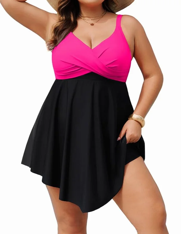 Hanna Nikole Strój kąpielowy dla kobiet plus size brzuch push-up jednoczęściowy strój kąpielowy krzyżowa sukienka plażowa strój kąpielowy z szortami kąpielowymi miękki strój kąpielowy
