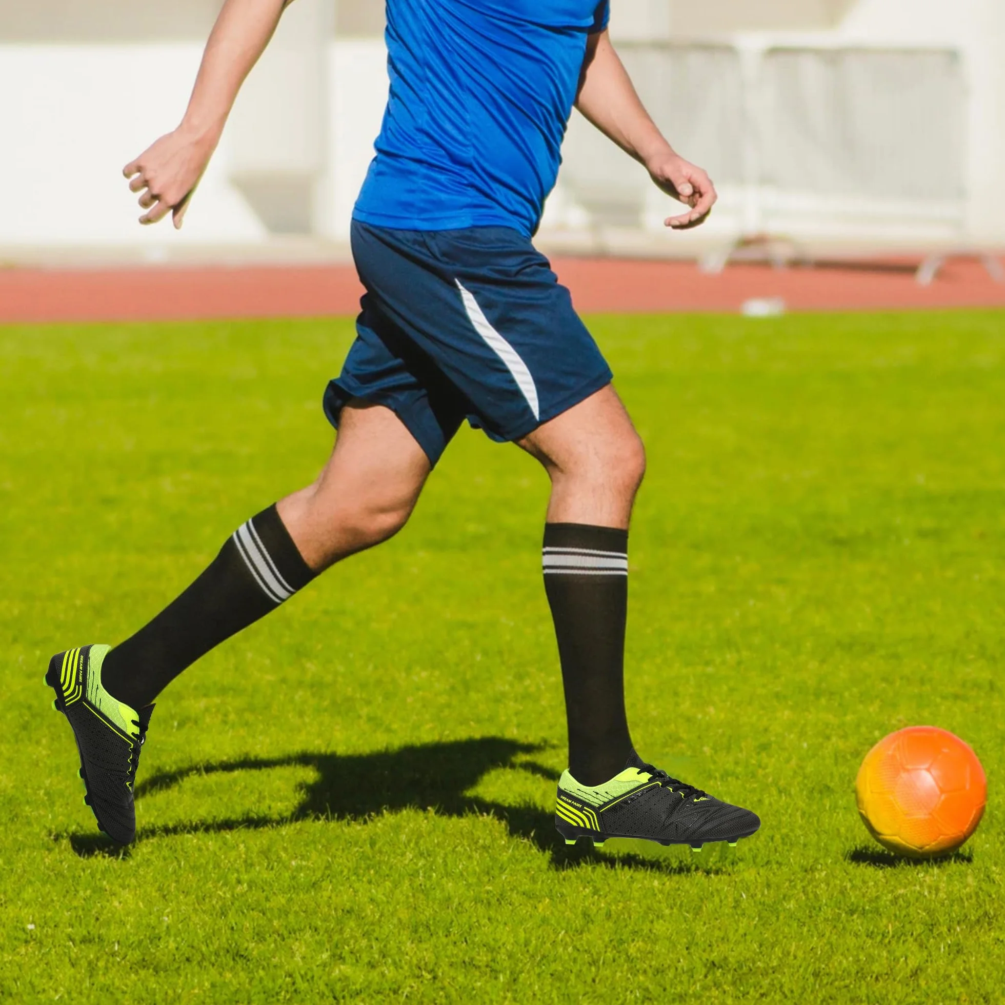 DREAM PAIRS Męskie elastyczne, sznurowane, lekkie korki sportowe do piłki nożnej
