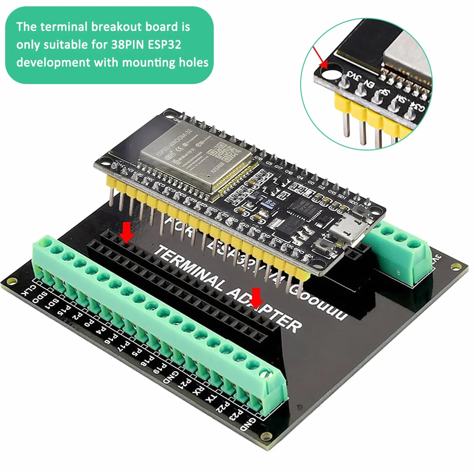 TNSLAND Zestaw 3 szt. ESP32-WROOM-32 Breakout Board 38PIN Shield GPIO 1 w 2 do 38pin ESP32 deska rozwojowa ESP32 Wroom Board Terminal Adapter rozszerzenie