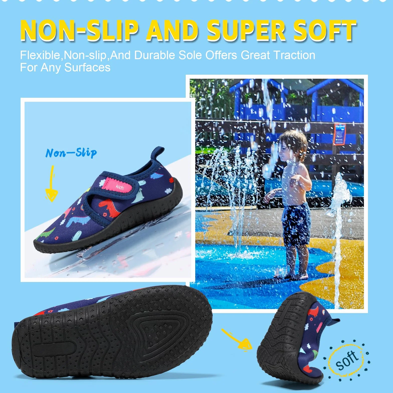 STQ KIDS Dziecięce buty do wody z zapięciem na rzepy, buty plażowe, dla chłopców i dziewczynek