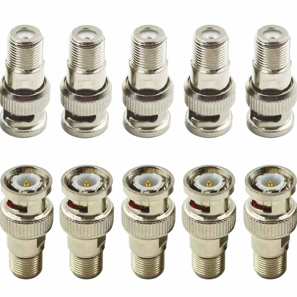 Greluma 10 szt. F do złącza BNC, wtyczka BNC do gniazda F adapter koncentryczny 75 omów, RG6, złącze RG59 do skanera, aparatu