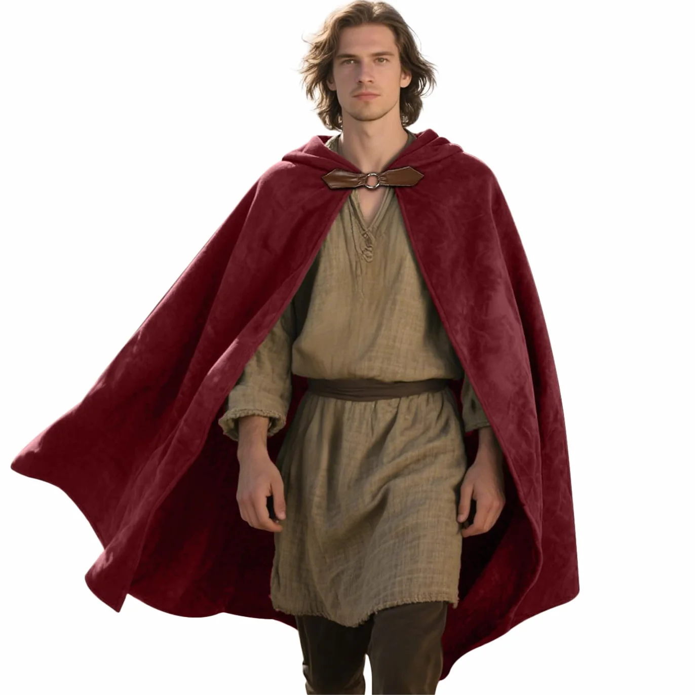 Keland Renaissance aksamitna peleryna z kapturem Halloween średniowieczna Hobbit płaszcz