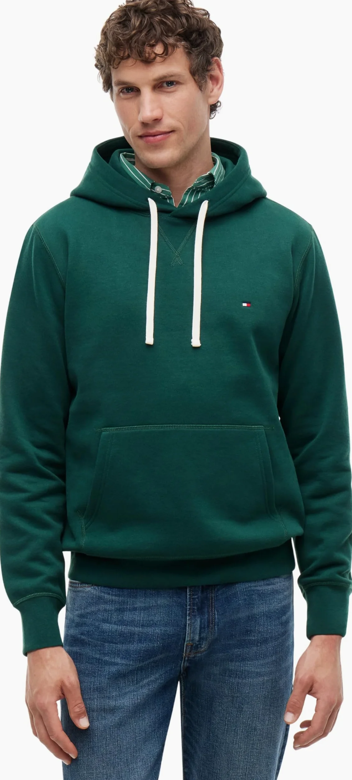 Tommy Hilfiger Męska bluza z kapturem ESS SEZONAL MW0MW39997, zielona, M, Zielony (ozdobny zielony), M