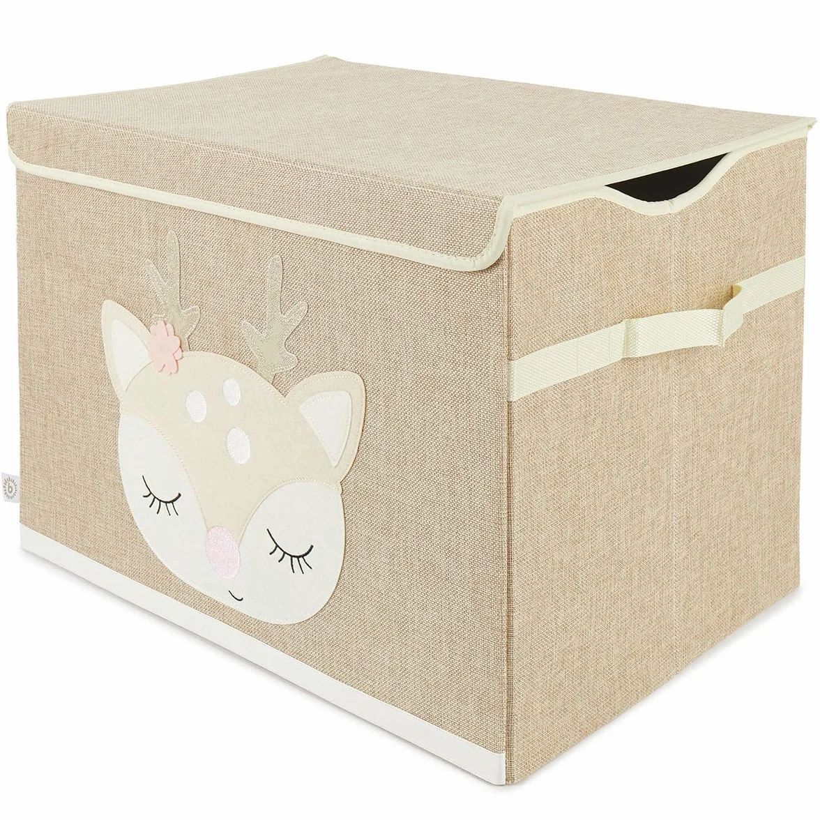 Bieco Składane pudełko z pokrywką | 65 litrów | ok. 36 x 36 x 51 cm | skrzynka na zabawki | dzieci | skrzynki | duże | organizer na stół do przewijania | jeleń Ella