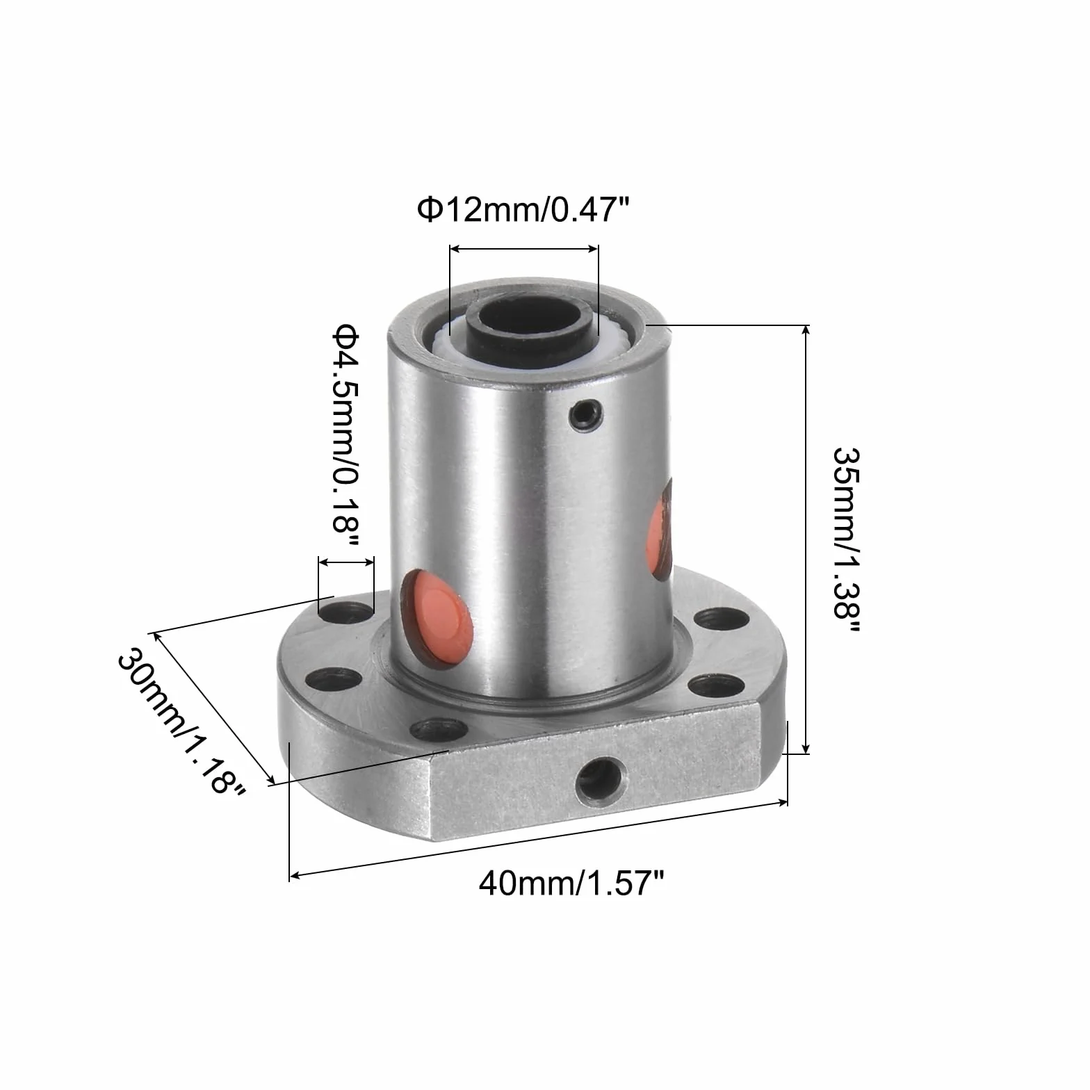 QUARKZMAN Nakrętka kulowa do śruby kulowej Sfu1204 (średnica 12 mm, skok 4 mm), pojedyncza do obudowy nakrętek 1204 do maszyn CNC