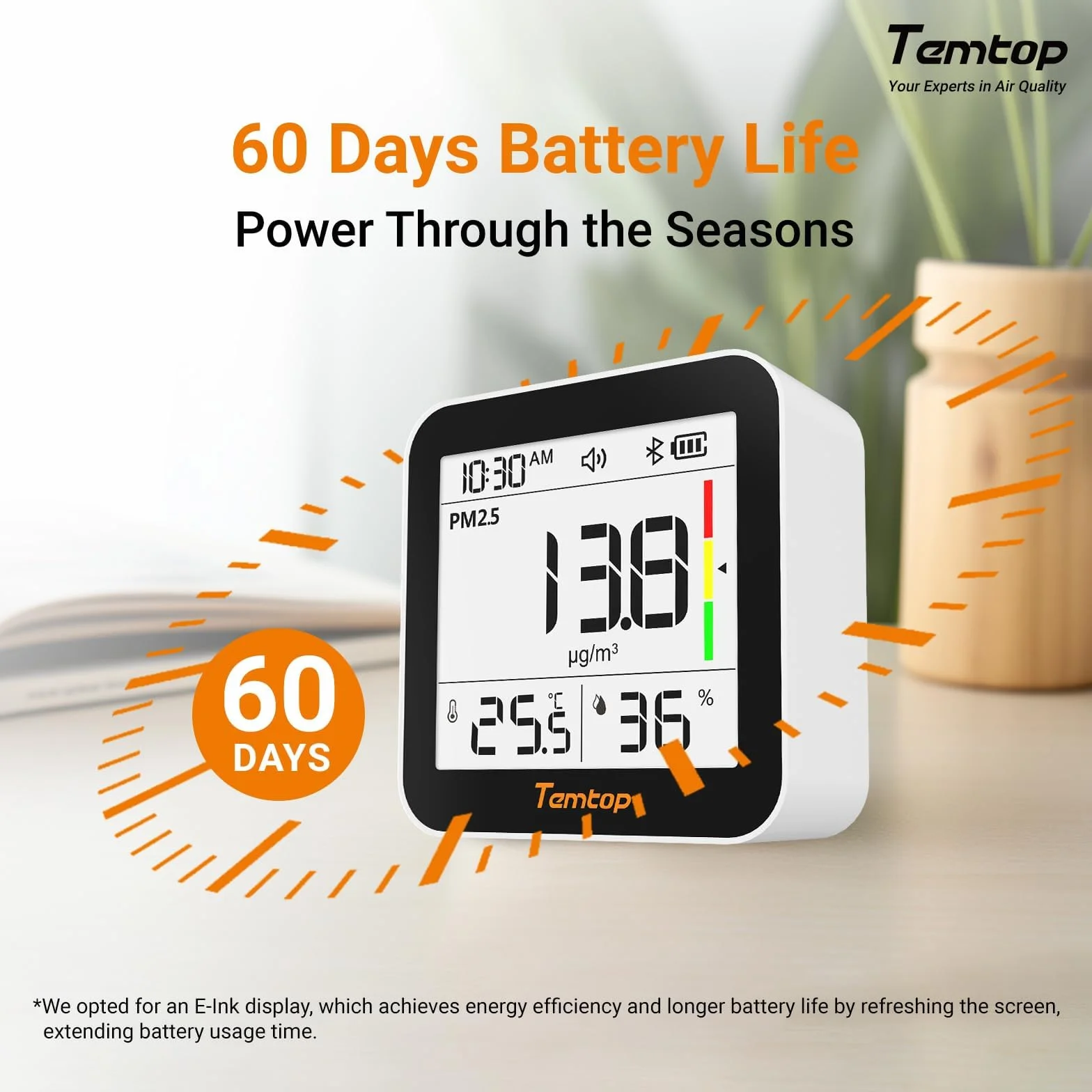Temtop CO2 Monitor – Miernik Jakości Powietrza M10+, 6-w-1 (PM2.5, VOC, Temperatura I Wilgotność) Z Bluetooth, Miernik Powietrza Do Pomieszczeń Wewnętrznych