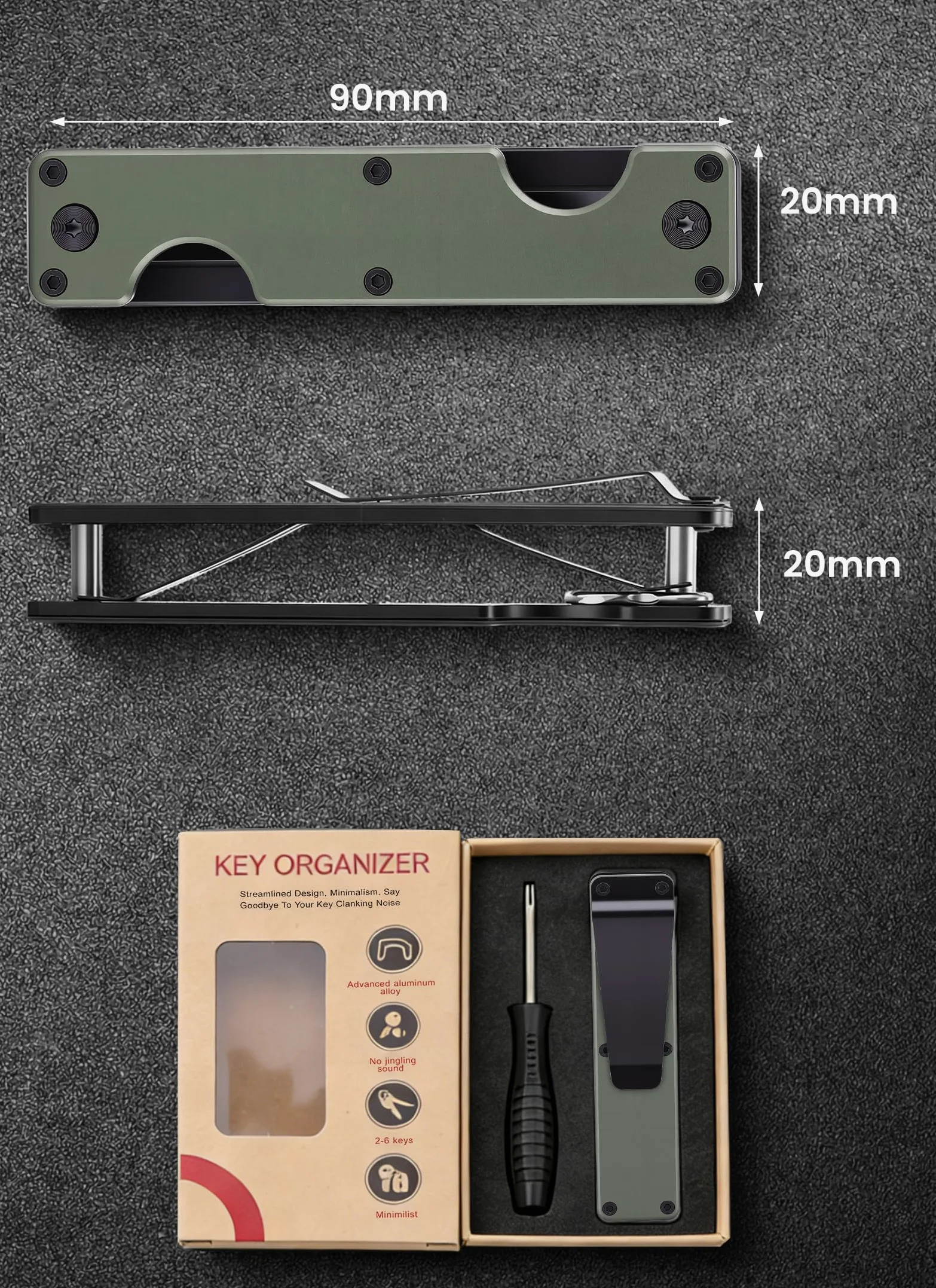 Gugxiom Metalowy organizer na klucze, kompaktowy organizer na klucze, mini breloczek do kluczy dla mężczyzn i kobiet, zabezpieczenie do 12 kluczy
