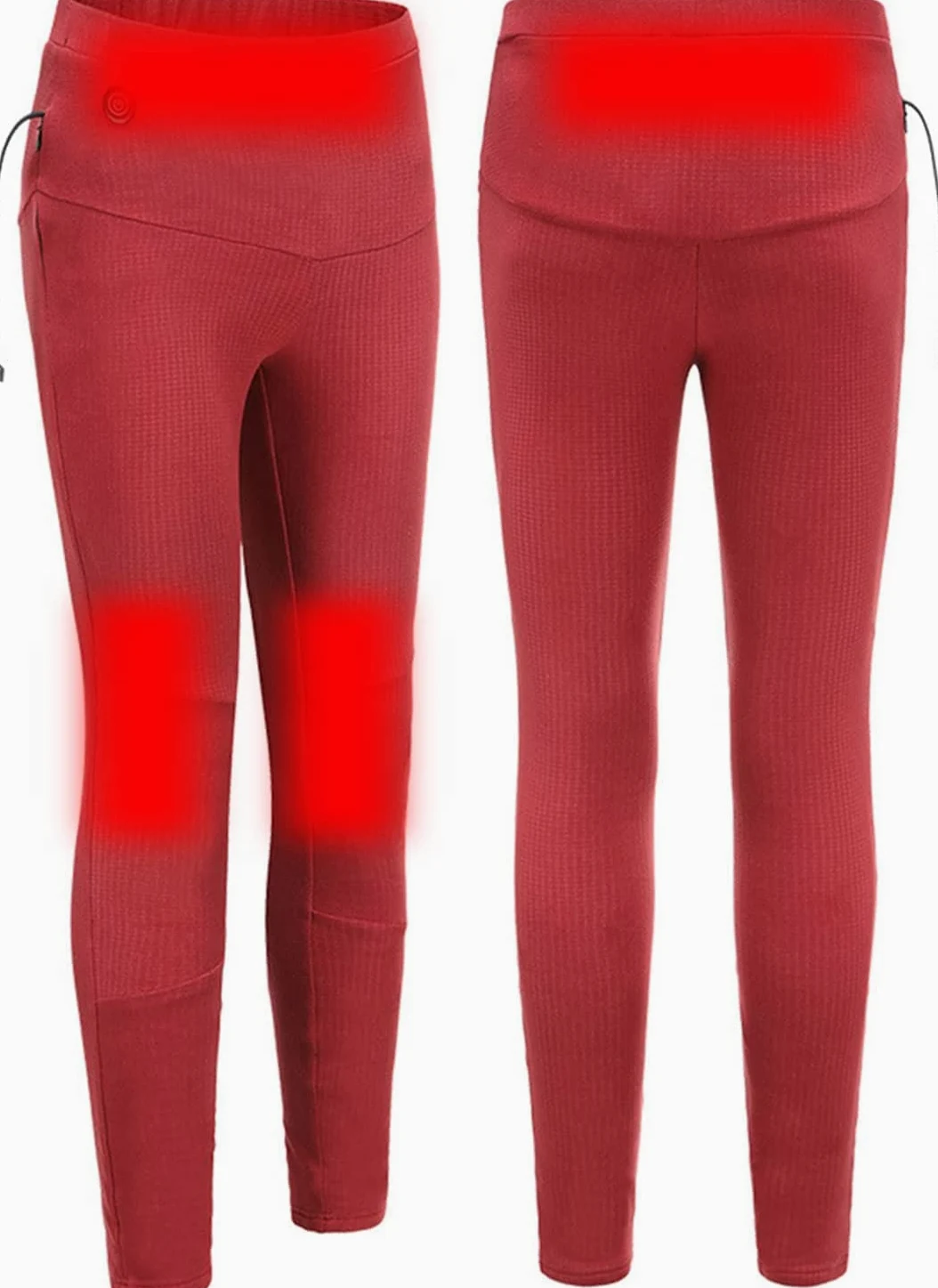 Bielizna termoaktywna dla mężczyzn i kobiet, legginsy z ogrzewaniem elektrycznym USB do użytku w pomieszczeniach, na zewnątrz i w sporcie (Color : Red, Size : M-Medium)