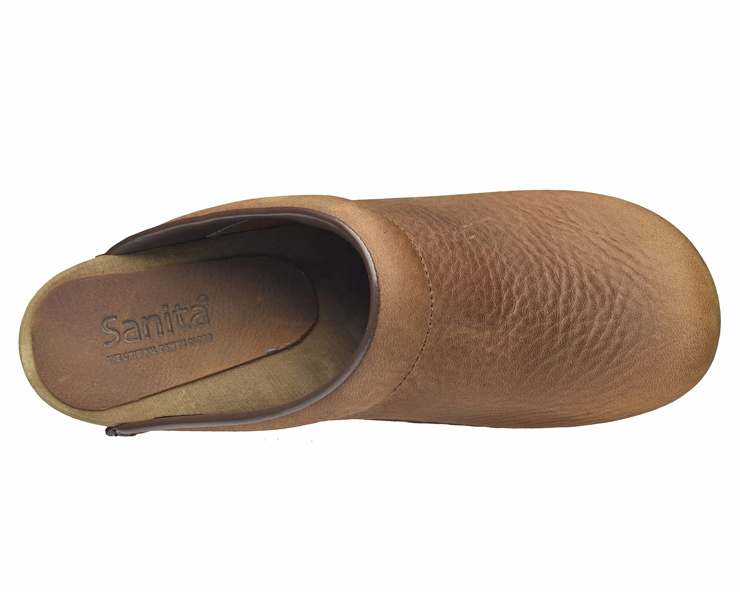 Sanita Chrissy otwarte chodaki skórzane drewniane brązowy Chestnut Brown 40 EU