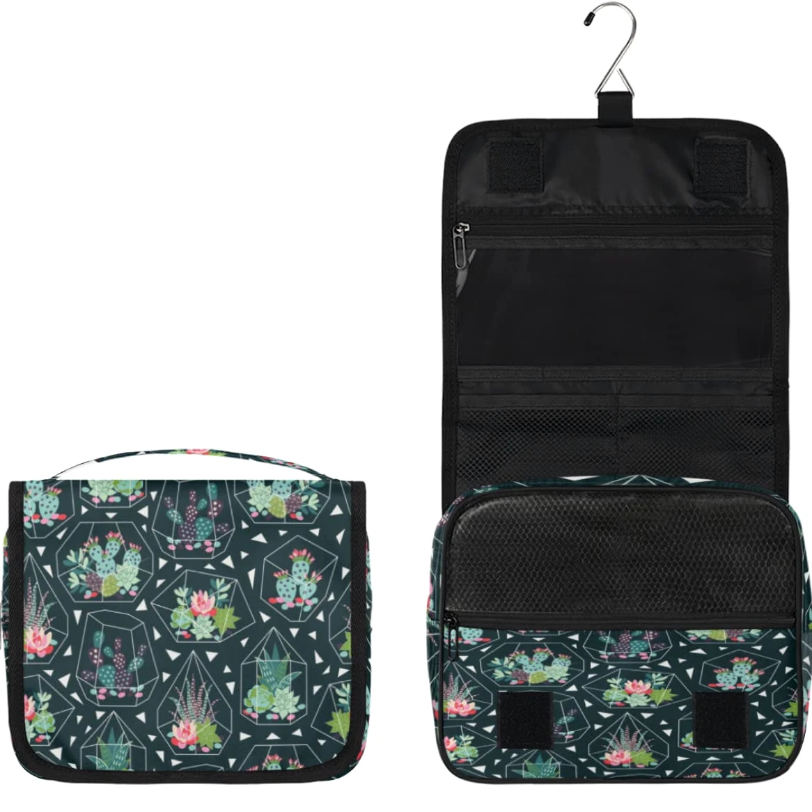 Kaktus Podróżna kosmetyczka Kaktus Kwiat Mycie Torba Unisex Wiszące przybory toaletowe Kosmetyczka Organizer do makijażu, wielobarwny, Jeden rozmiar