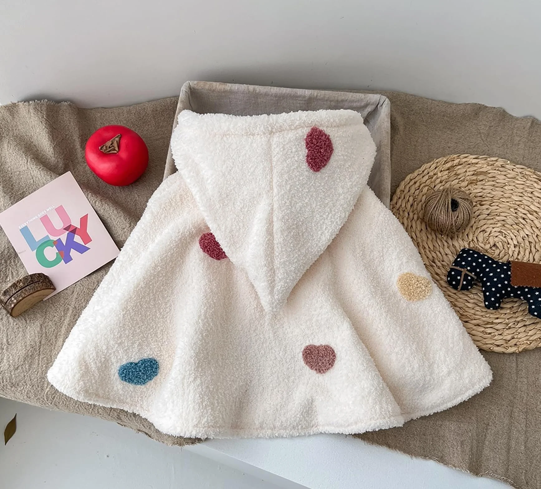 Baby Boys Girls Hooded Cape Wool Soft Ponczo Windproof Winter Autumn Outdoor Clothes Warm Scarf for Kids 0-3 Years