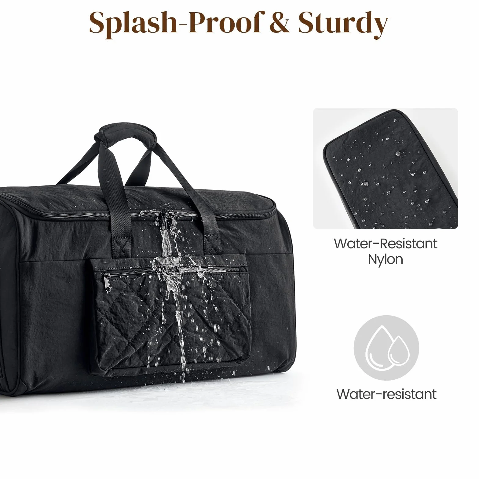 S-ZONE 50L Unisex 2-w-1 Przekształcalna torba na ubrania z nylonu, torba na garnitur, torba na garnitury, torba na ubrania do przenoszenia z wbudowanym kosmetyczkiem, czarny