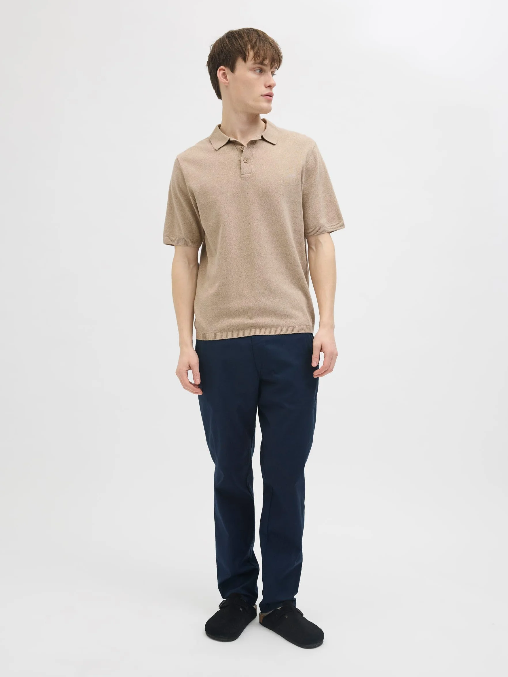 JJ REBEL Jrebcallum Knit Polo Ss, Crockery., L