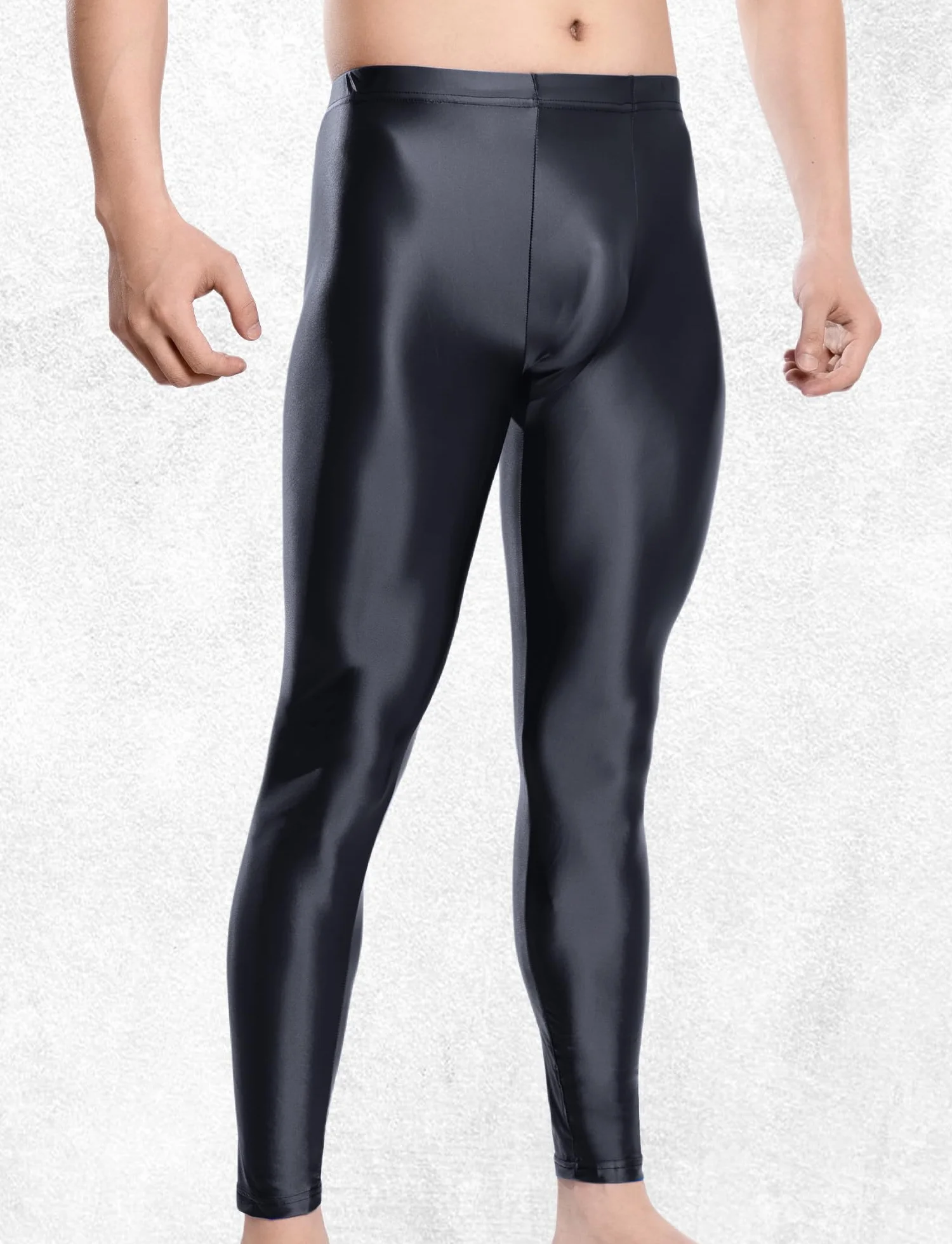 AIEOE Męskie legginsy, olejne, błyszczące, rozciągliwe, gładkie spodnie, bardzo duże rozmiary, błyszczące rajstopy, slim fit, długie spodnie M-XXL