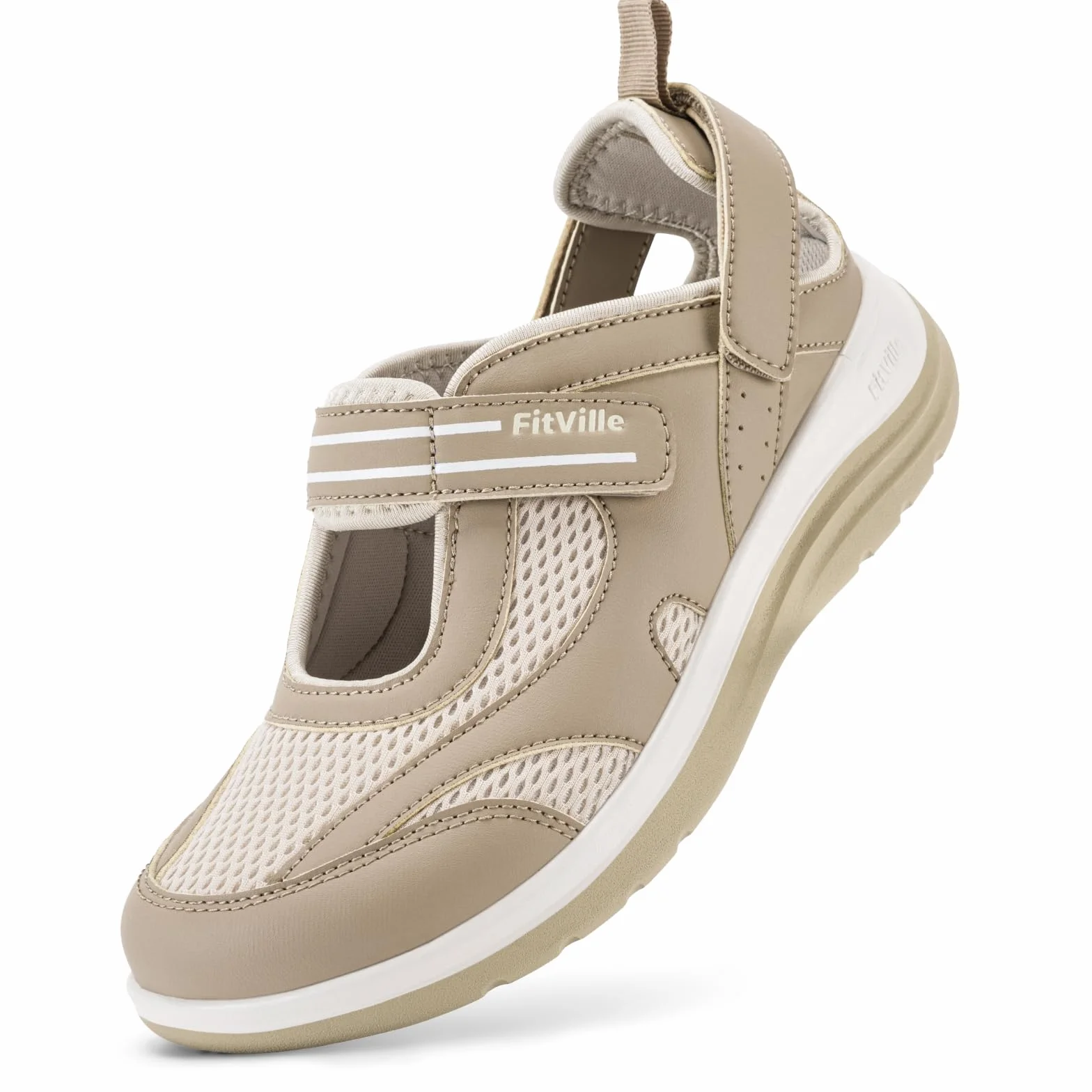 FitVille Extra Wide Sandały Ortopedyczne Damskie Letnie Buty dla Seniorów z Zapięciem na Rzep Mary Jane