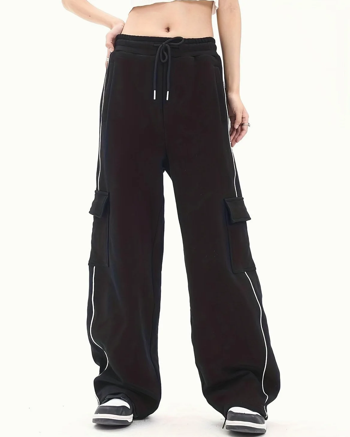 Skateboard Frog Y2K Baggy Streetwear Hip Hop Harajuku damskie spodnie w stylu amerykańskim vintage jesień luźne sportowe ze sznurkiem