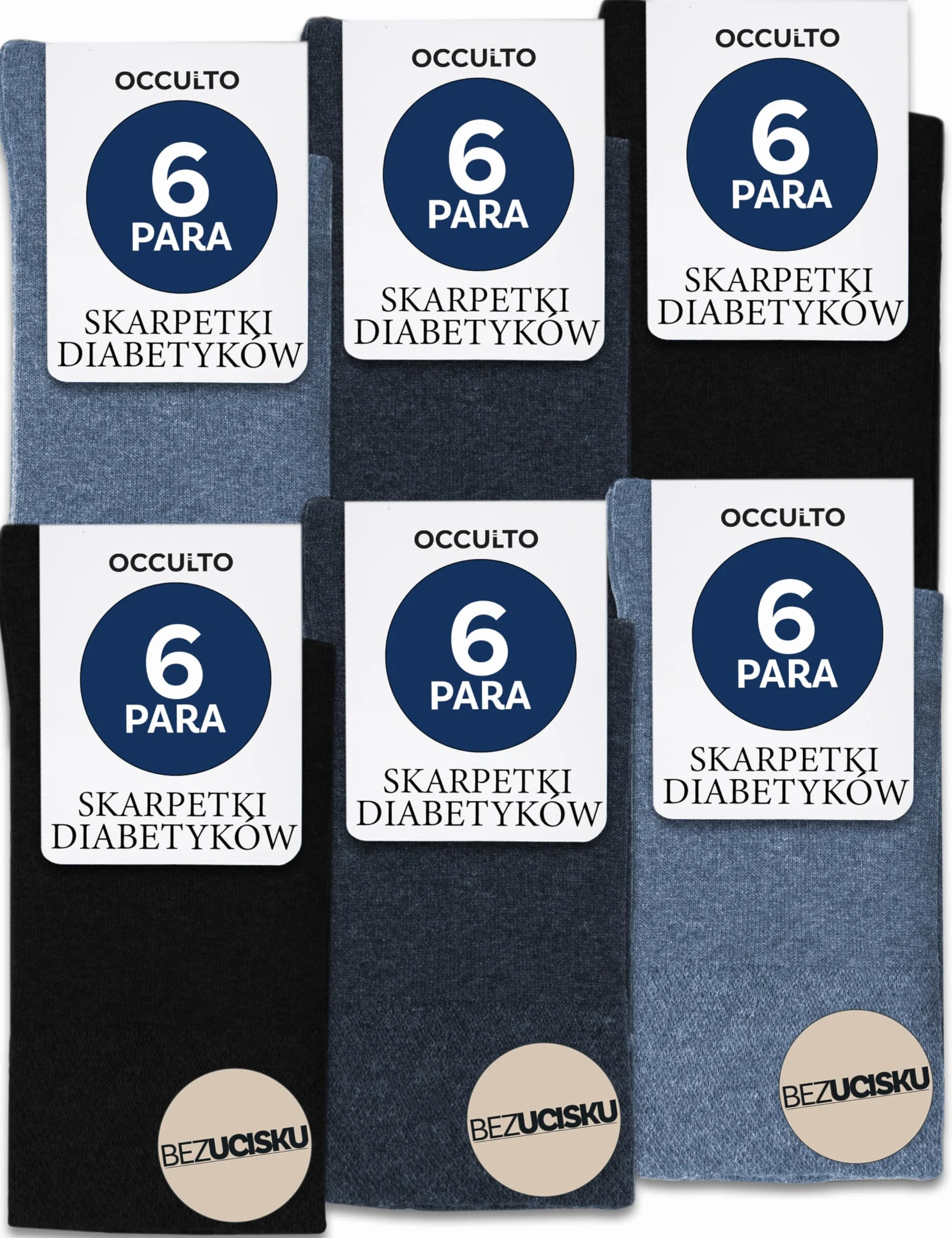 Occulto skarpetki dla diabetyków męskie & damskie 6 pack (model: Oliver)