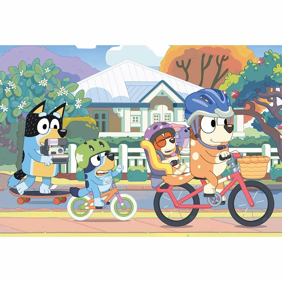 Trefl - Bluey, Wesoły Bluey - Puzzle 60 Elementów - Kolorowe Puzzle z Bohaterami Bajki, Kreatywna Rozrywka, Zabawa dla Dzieci od 4 lat