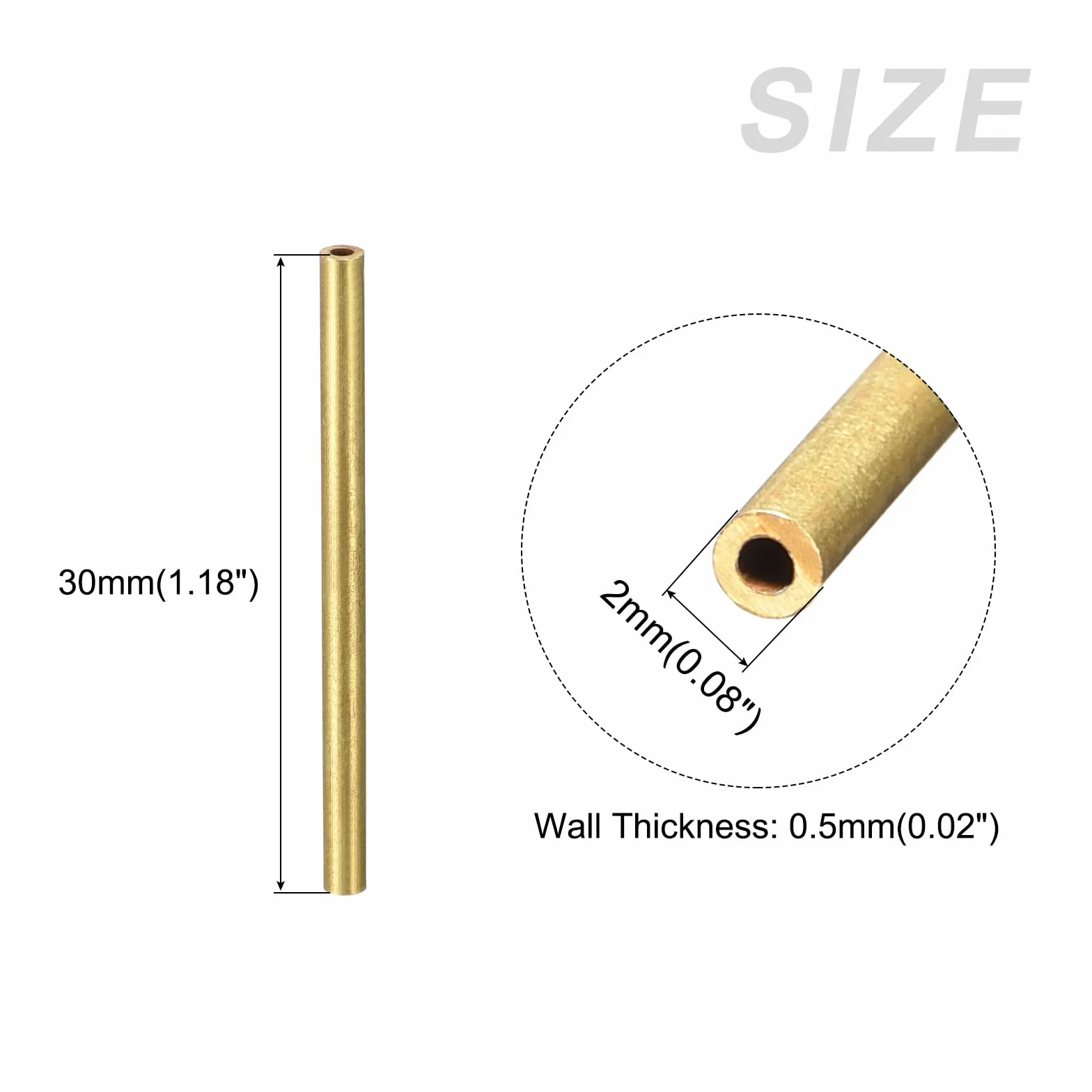 METALLIXITY Mosiądz Tube (2mm OD x 0.5mm Ściana T x 30mm L) 16 sztuk Rury Rzemiosło - Home Decor DIY